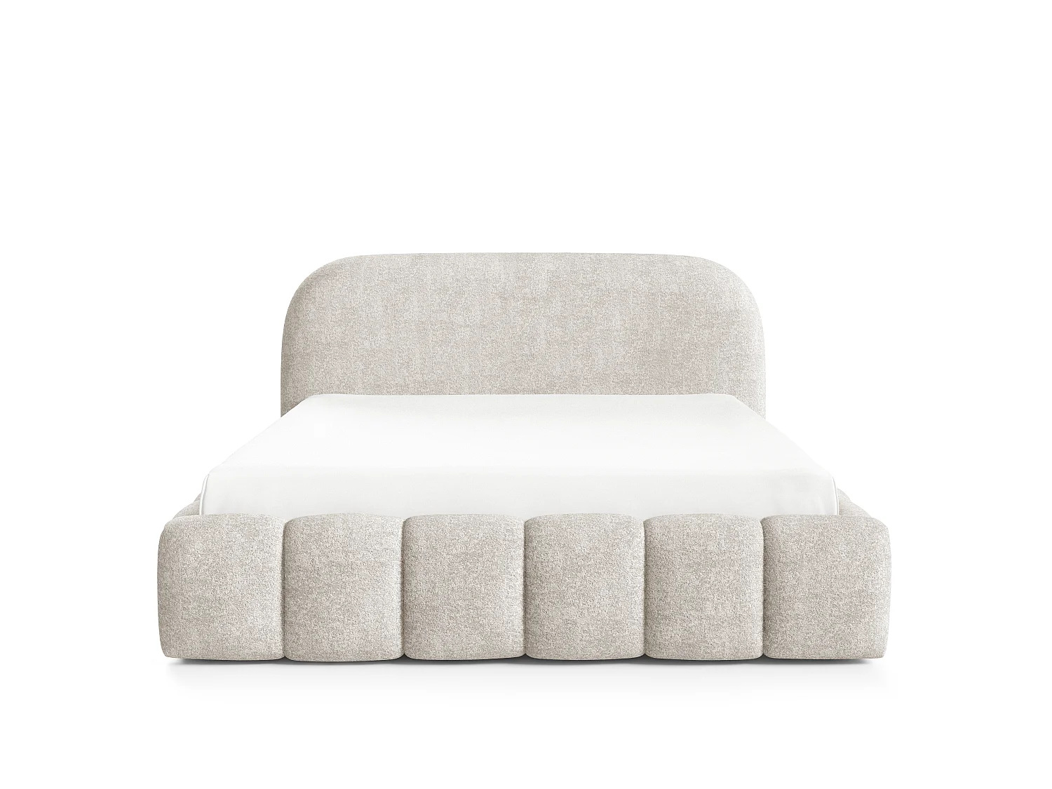 FURNISTAR Gestoffeerd bed BELLURE met opbergruimte 200x200 |Tweepersoonsbed met opbergruimte|Lattenbodem|Boxspring-look|zonder matras - Crème