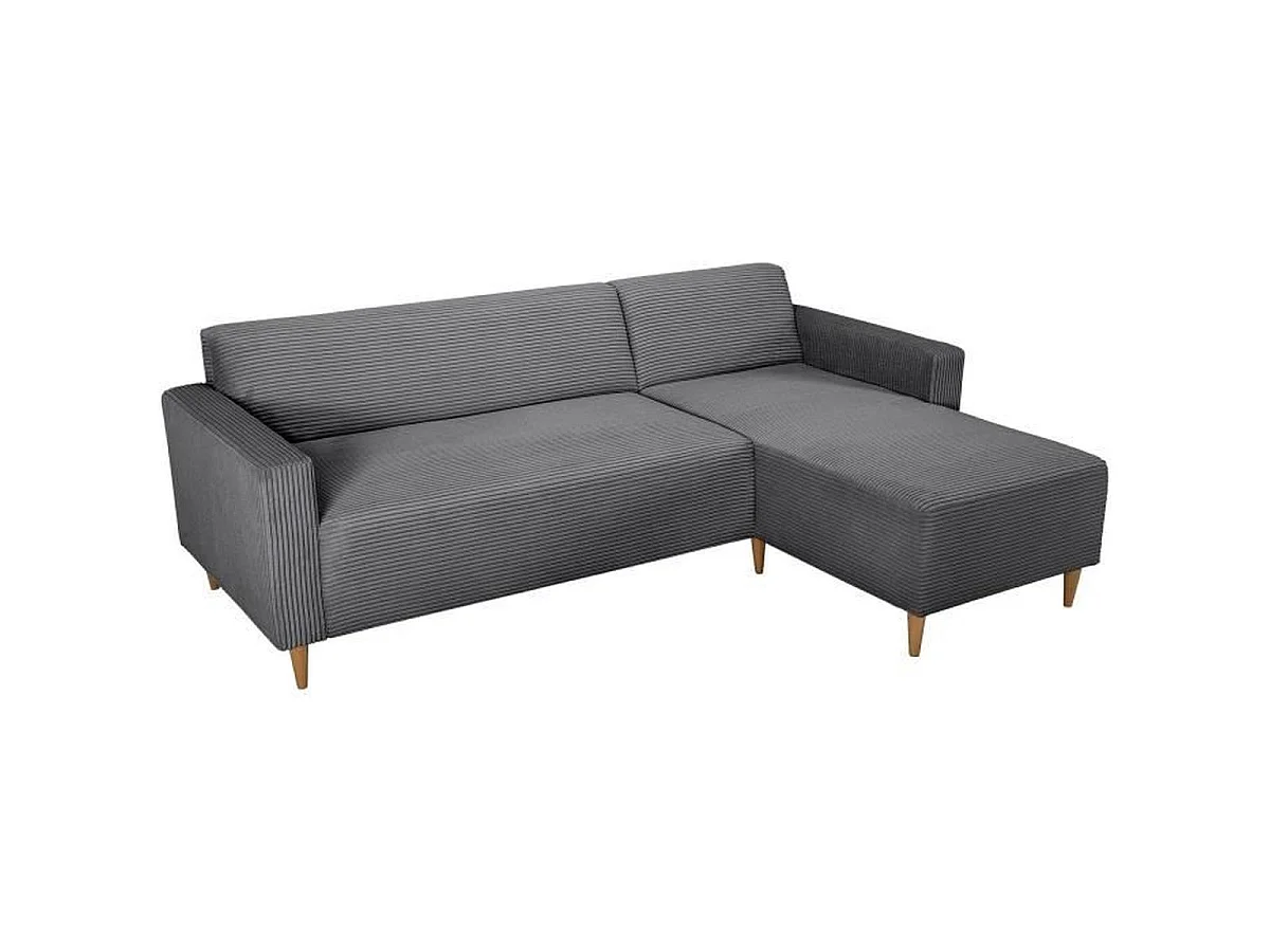 CASAPY BOB Omkeerbare Fluwelen Hoekbank in Antraciet - 4-Zits