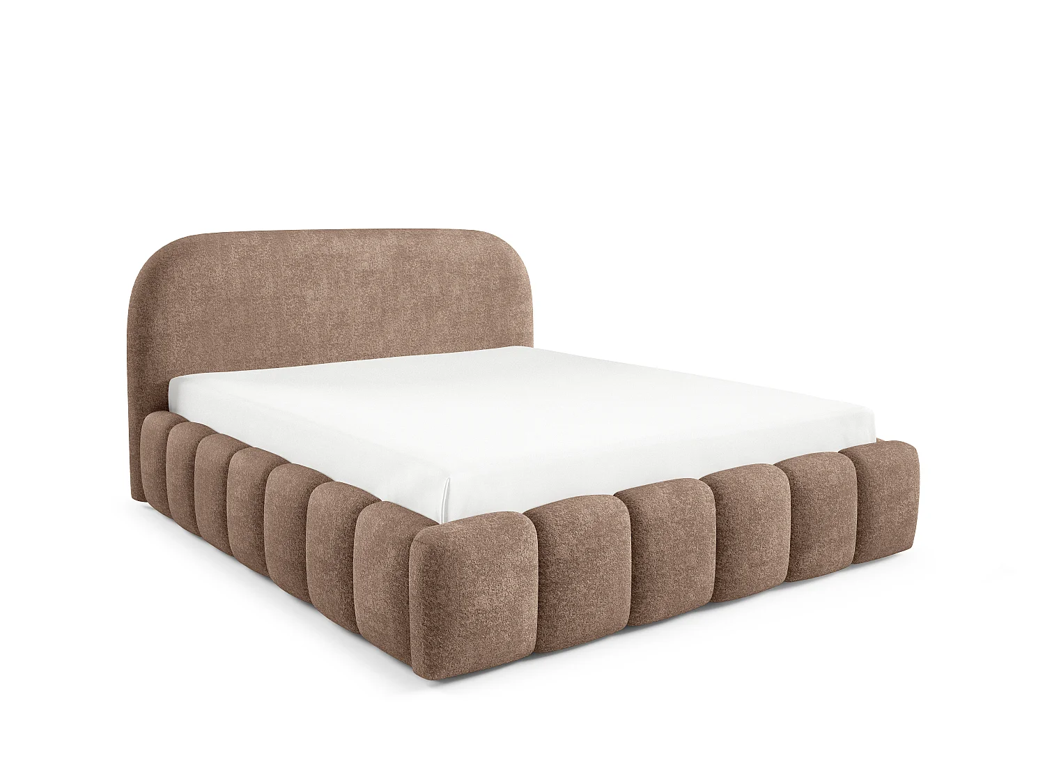 FURNISTAR Gestoffeerd bed BELLURE met opbergruimte 120x200 |Tweepersoonsbed met opbergruimte|Lattenbodem|Boxspring-look|zonder matras - Bruin