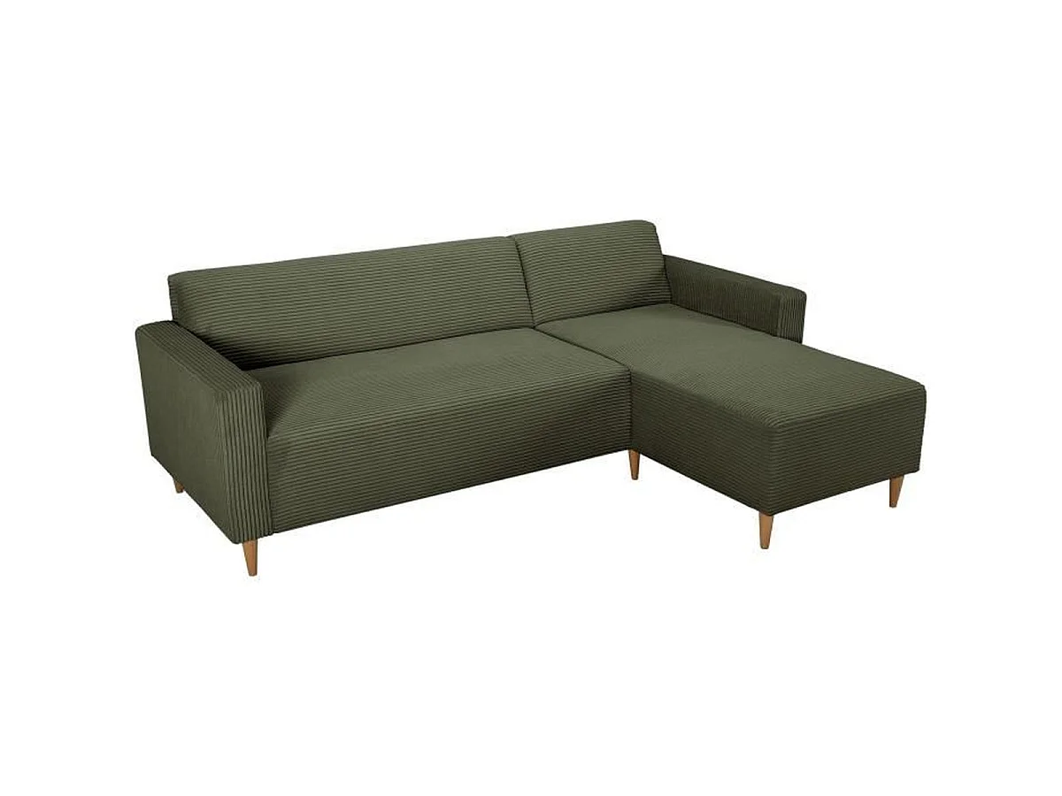 CASAPY BOB Omkeerbare Hoekbank in Khaki Corduroy Fluweel, 4 Zitplaatsen, 197 x 138 x 65 cm