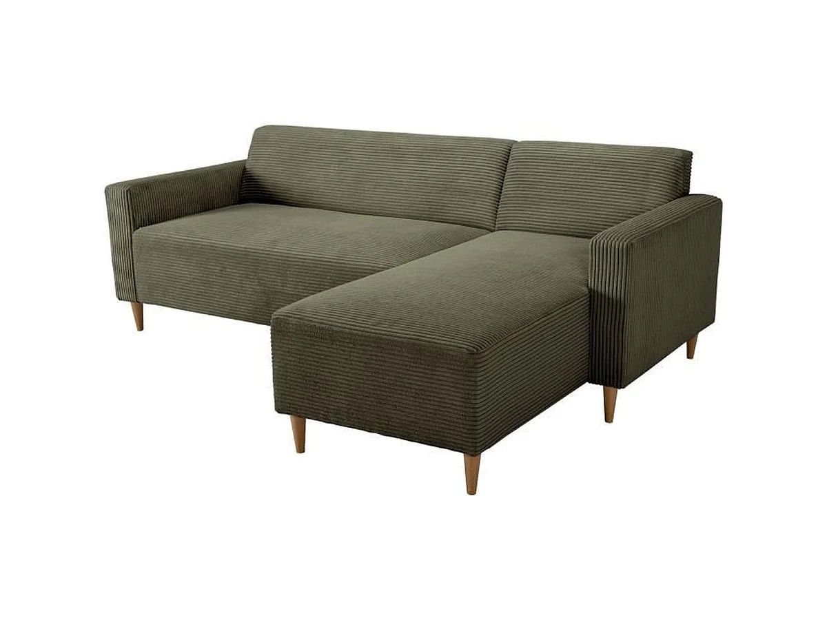 CASAPY BOB Omkeerbare Hoekbank in Khaki Corduroy Fluweel, 4 Zitplaatsen, 197 x 138 x 65 cm
