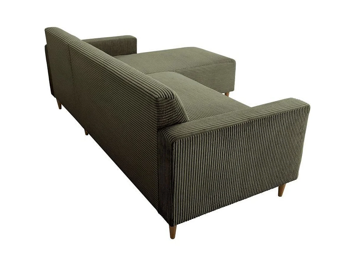 CASAPY BOB Omkeerbare Hoekbank in Khaki Corduroy Fluweel, 4 Zitplaatsen, 197 x 138 x 65 cm