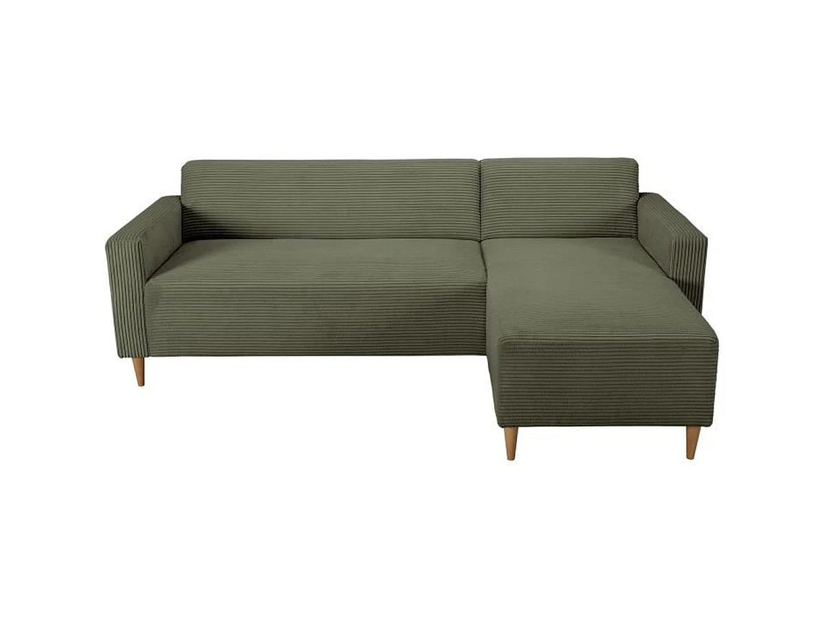 CASAPY BOB Omkeerbare Hoekbank in Khaki Corduroy Fluweel, 4 Zitplaatsen, 197 x 138 x 65 cm