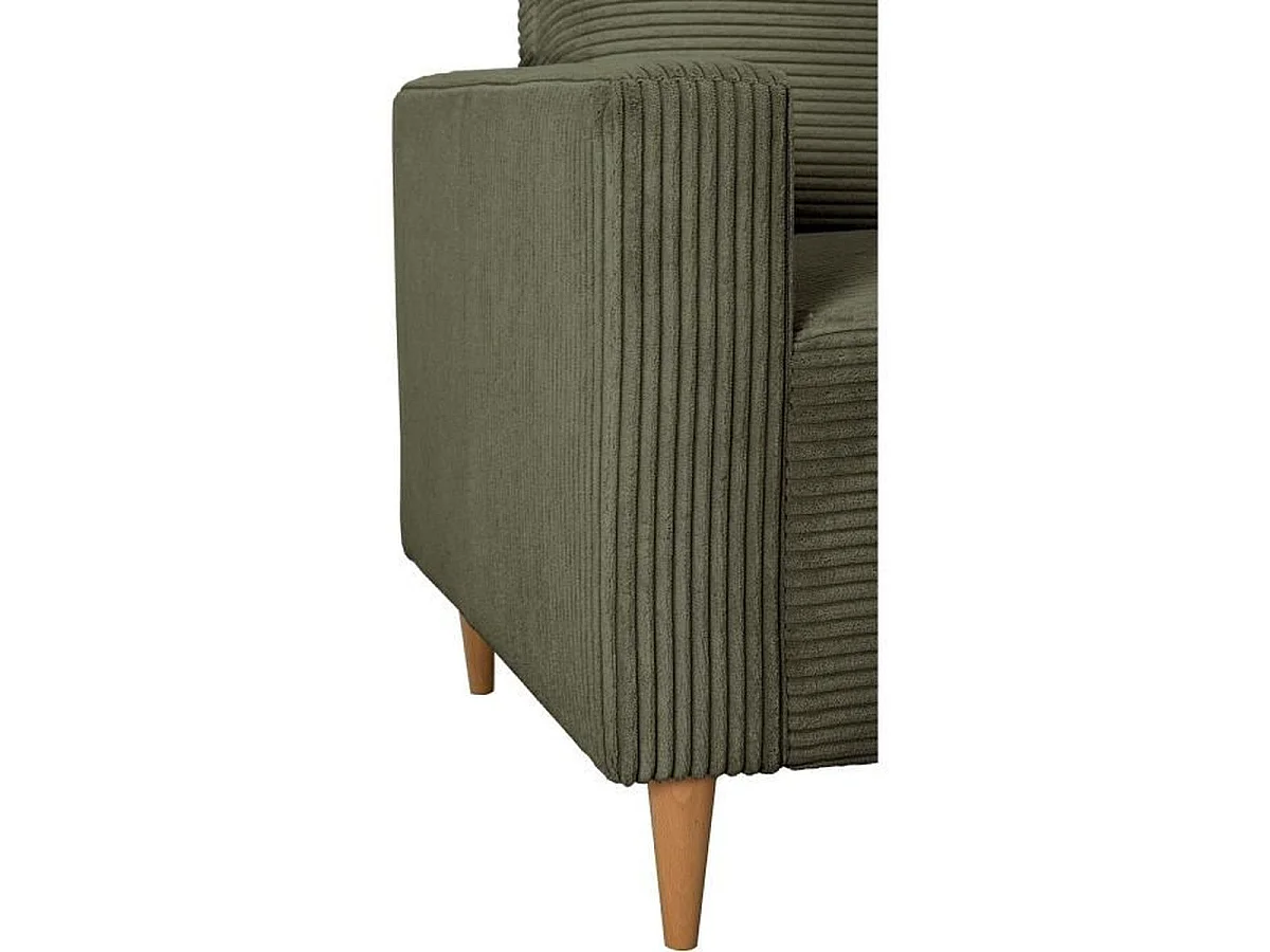 CASAPY BOB Omkeerbare Hoekbank in Khaki Corduroy Fluweel, 4 Zitplaatsen, 197 x 138 x 65 cm