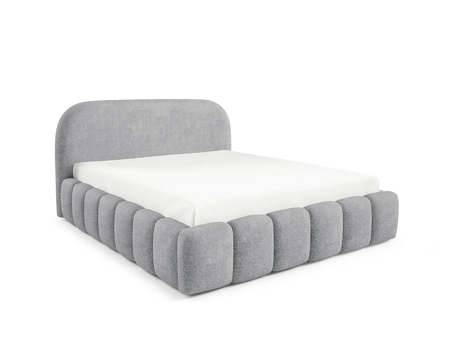 FURNISTAR Gestoffeerd bed BELLURE met opbergruimte 120x200 |Tweepersoonsbed met opbergruimte|Lattenbodem|Boxspring-look|zonder matras - Grijs