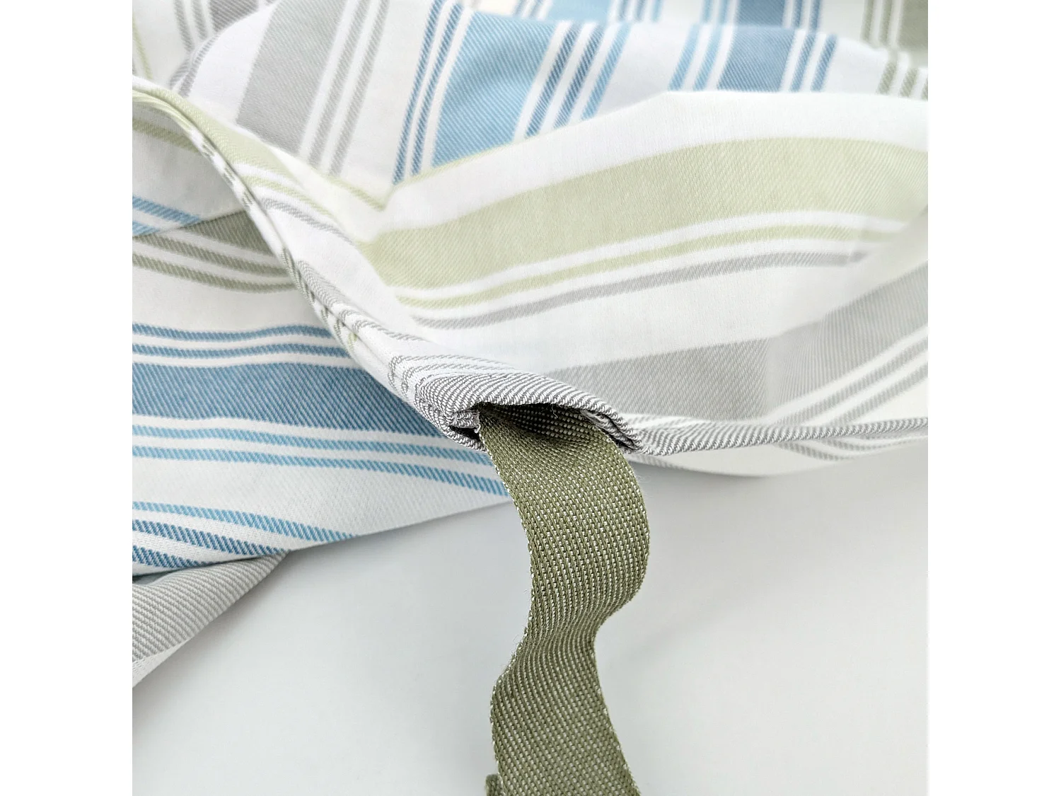 Tablier de cuisine à rayures en toile 60x90 cm 100% LINE bleu et vert