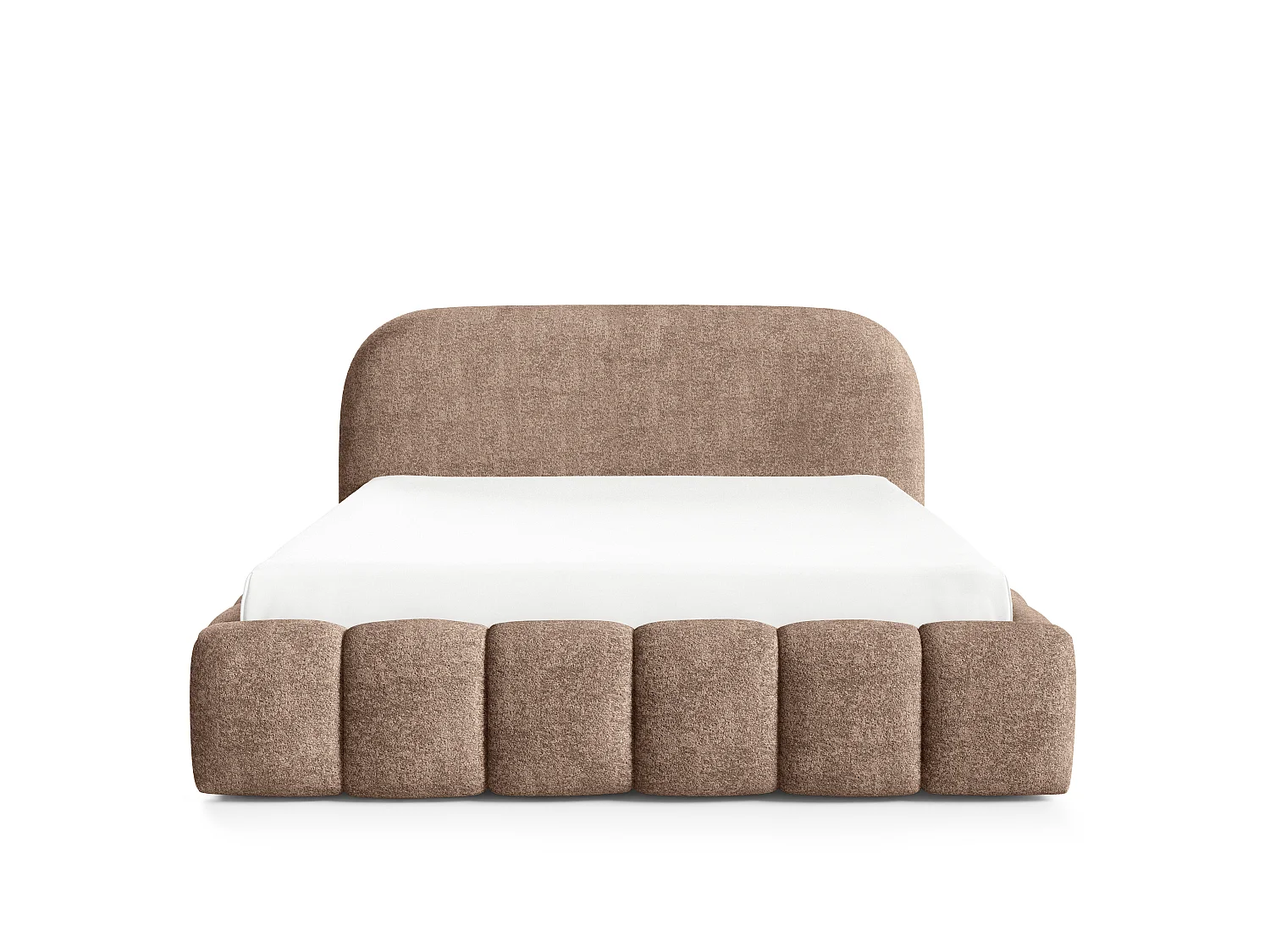 FURNISTAR Gestoffeerd bed BELLURE met opbergruimte 200x200 |Tweepersoonsbed met opbergruimte|Lattenbodem|Boxspring-look|zonder matras - Bruin