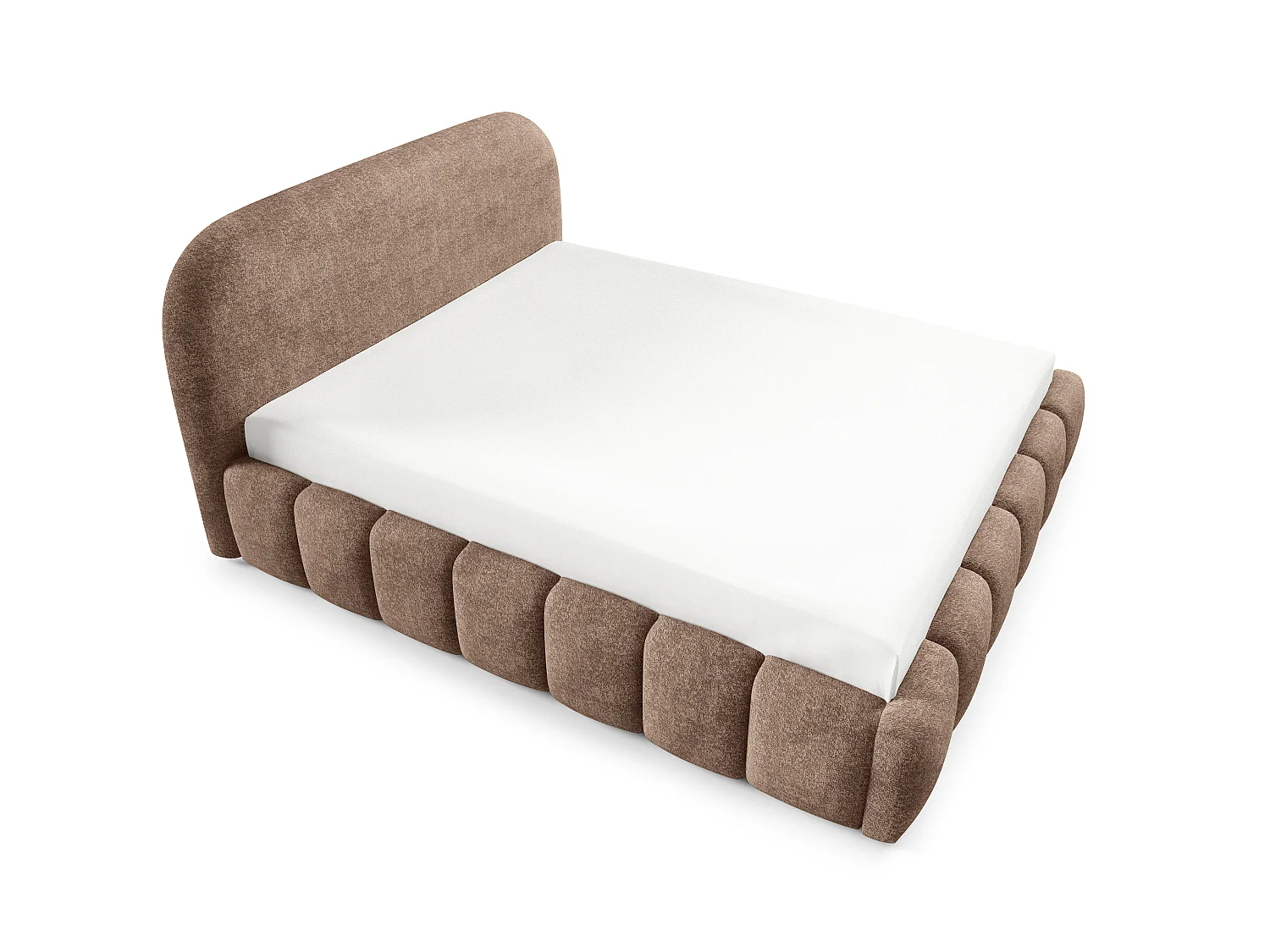 FURNISTAR Gestoffeerd bed BELLURE met opbergruimte 200x200 |Tweepersoonsbed met opbergruimte|Lattenbodem|Boxspring-look|zonder matras - Bruin