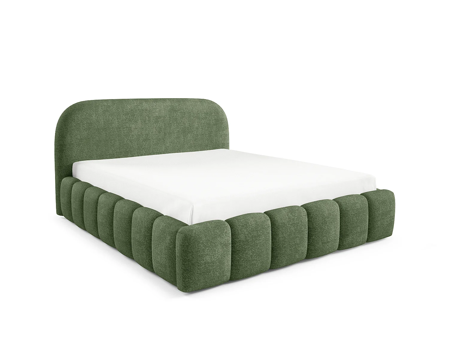 FURNISTAR Gestoffeerd bed BELLURE met opbergruimte 140x200 |Tweepersoonsbed met opbergruimte|Lattenbodem|Boxspring-look|zonder matras - Groen