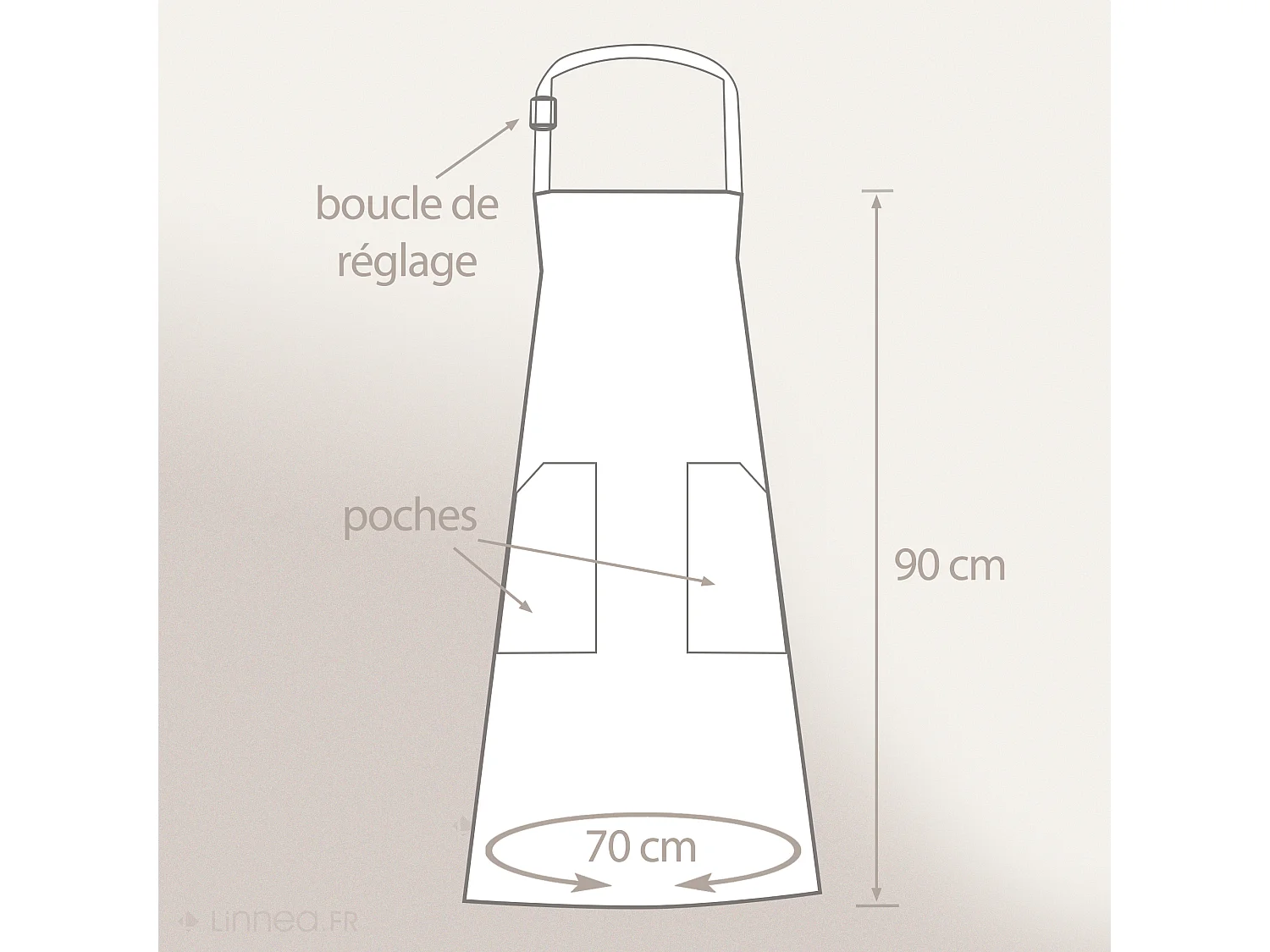 Tablier de cuisine 70x90 cm HOSHI en coton fil teint à rayures bleu Lagon