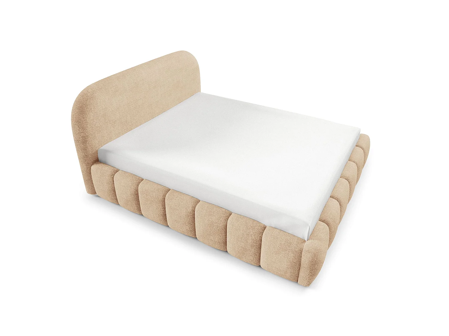 FURNISTAR Gestoffeerd bed BELLURE met opbergruimte 120x200 |Tweepersoonsbed met opbergruimte|Lattenbodem|Boxspring-look|zonder matras - Perzik