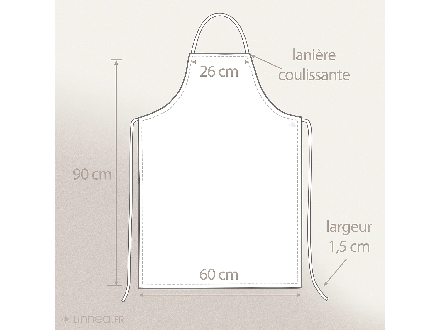 Tablier de cuisine à rayures en toile 60x90 cm 100% LINE orange et rose