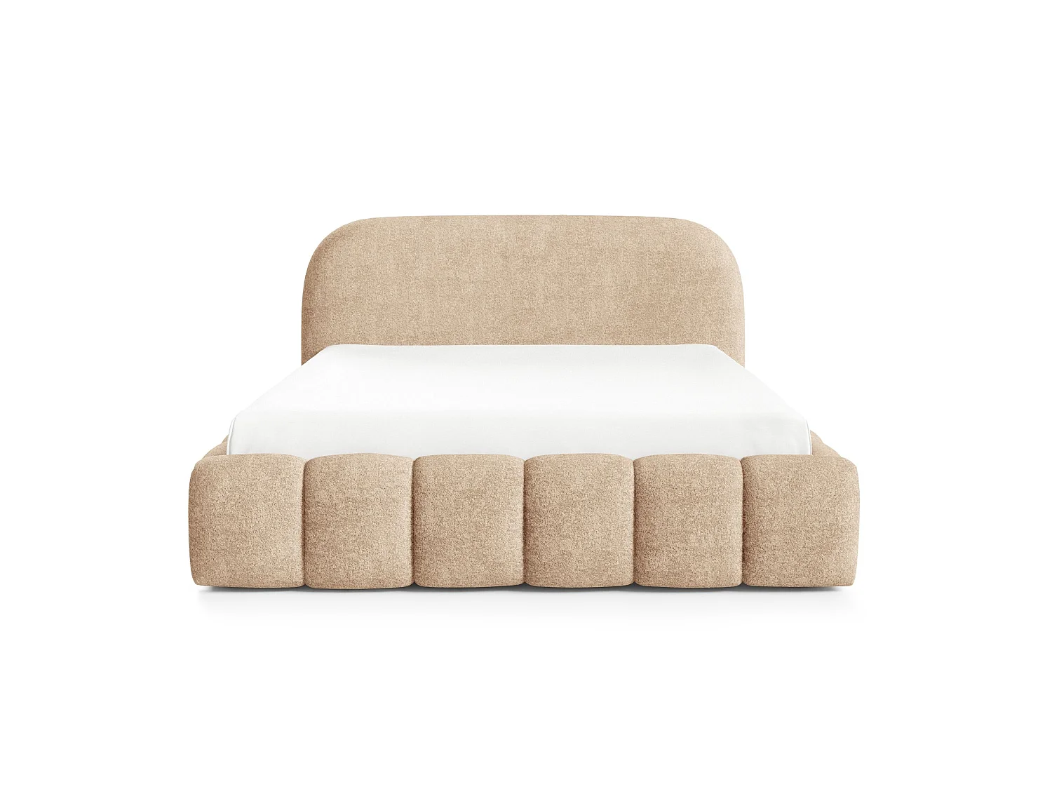 FURNISTAR Gestoffeerd bed BELLURE met opbergruimte 140x200 |Tweepersoonsbed met opbergruimte|Lattenbodem|Boxspring-look|zonder matras - Perzik