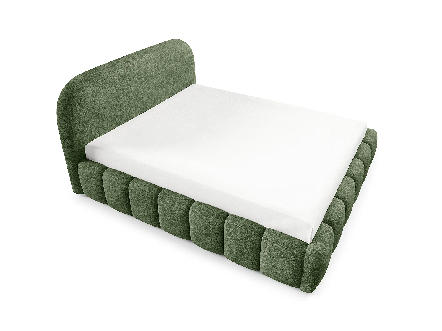 FURNISTAR Gestoffeerd bed BELLURE met opbergruimte 120x200 |Tweepersoonsbed met opbergruimte|Lattenbodem|Boxspring-look|zonder matras - Groen
