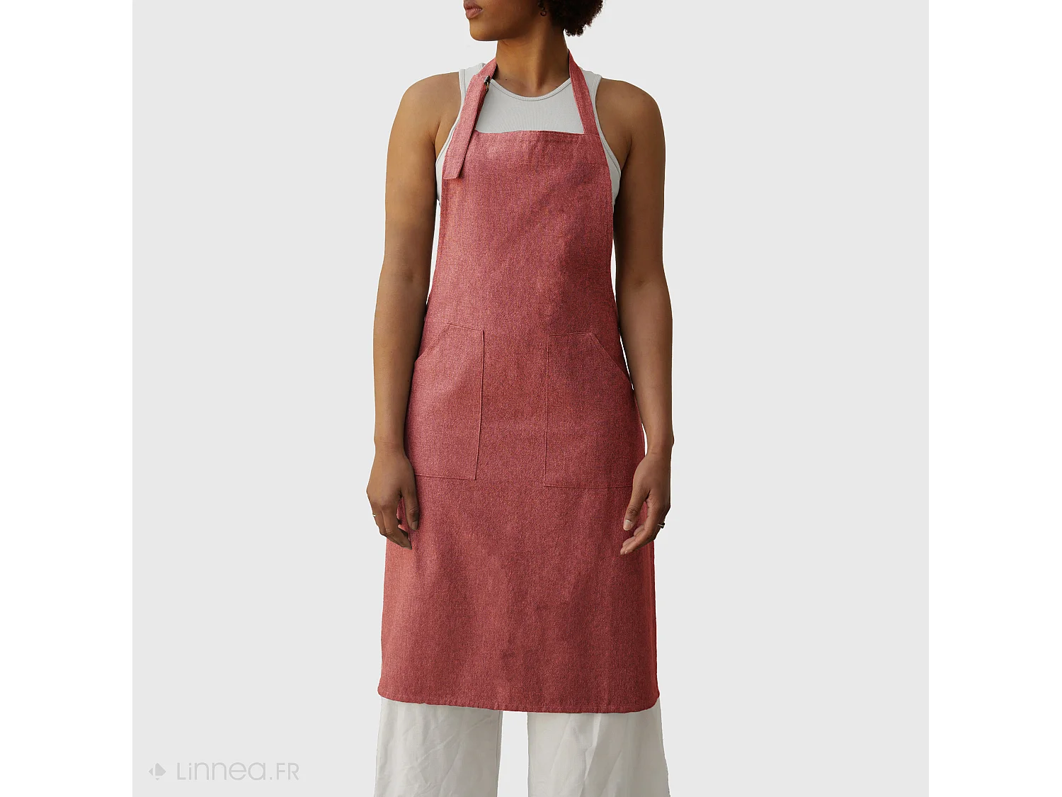Tablier de cuisine double poche coton 70x90 cm collection HONO rose pêche