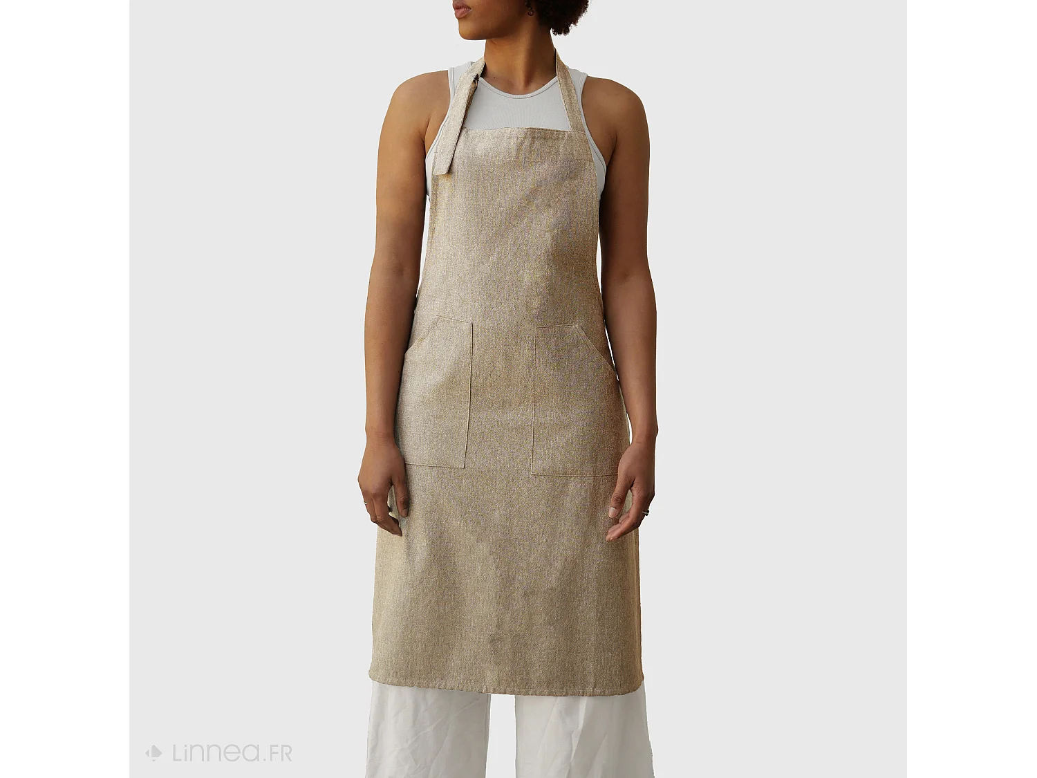 Tablier de cuisine double poche coton 70x90 cm HONO marron camel