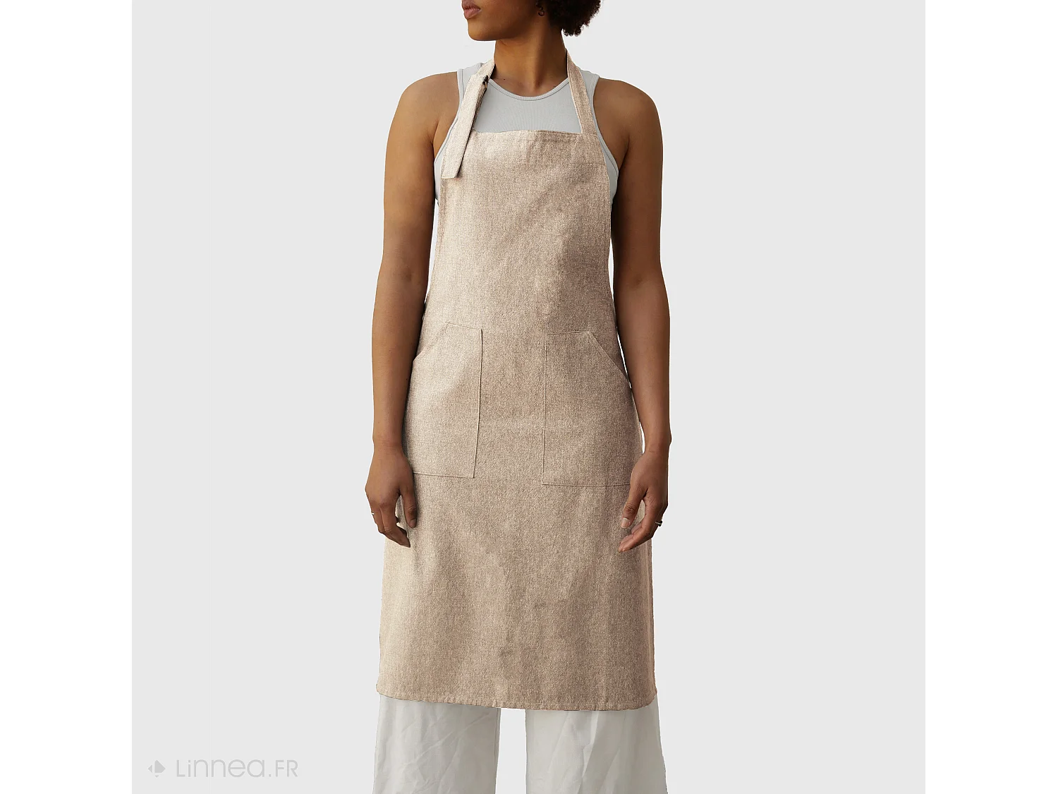 Tablier de cuisine double poche coton 70x90 cm HONO beige sable