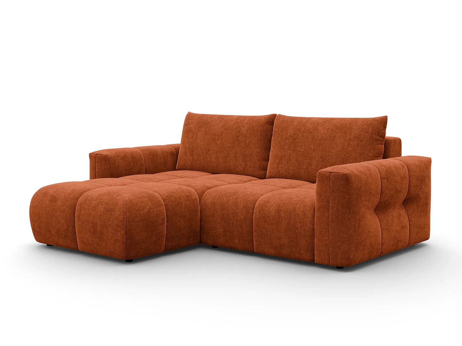 CANAPÉ D'ANGLE VERONA 3 places gauche, tissu orange