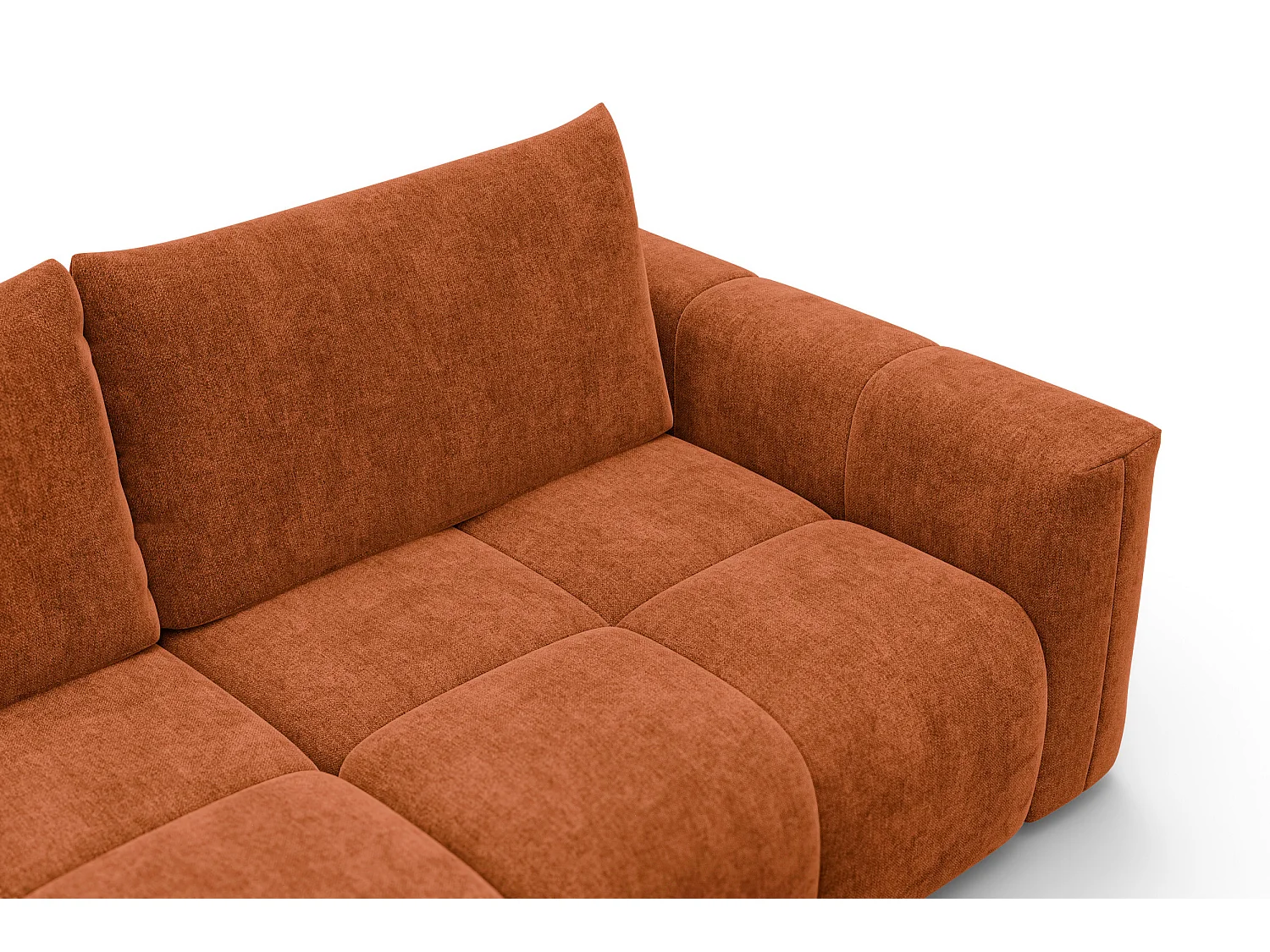 CANAPÉ D'ANGLE VERONA 3 places gauche, tissu orange