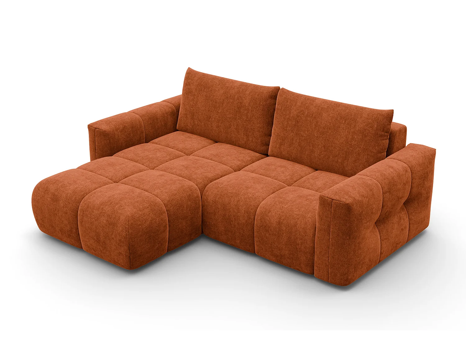 CANAPÉ D'ANGLE VERONA 3 places gauche, tissu orange