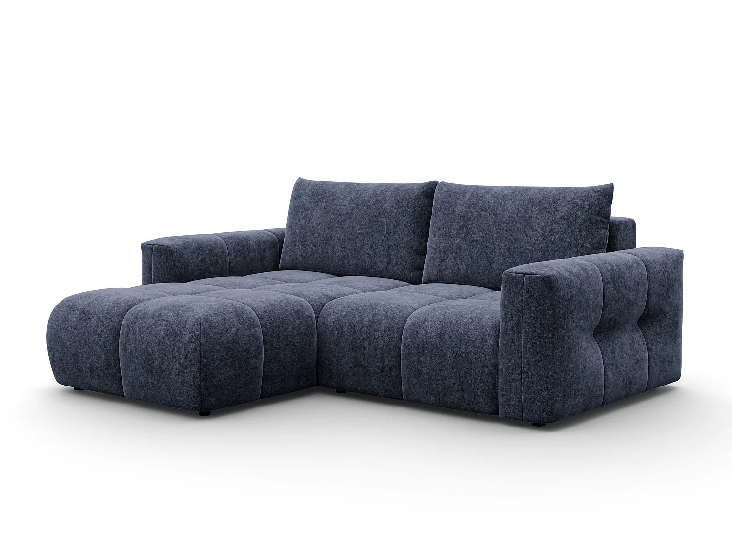 CANAPÉ D'ANGLE VERONA 3 places gauche, tissu bleu marine