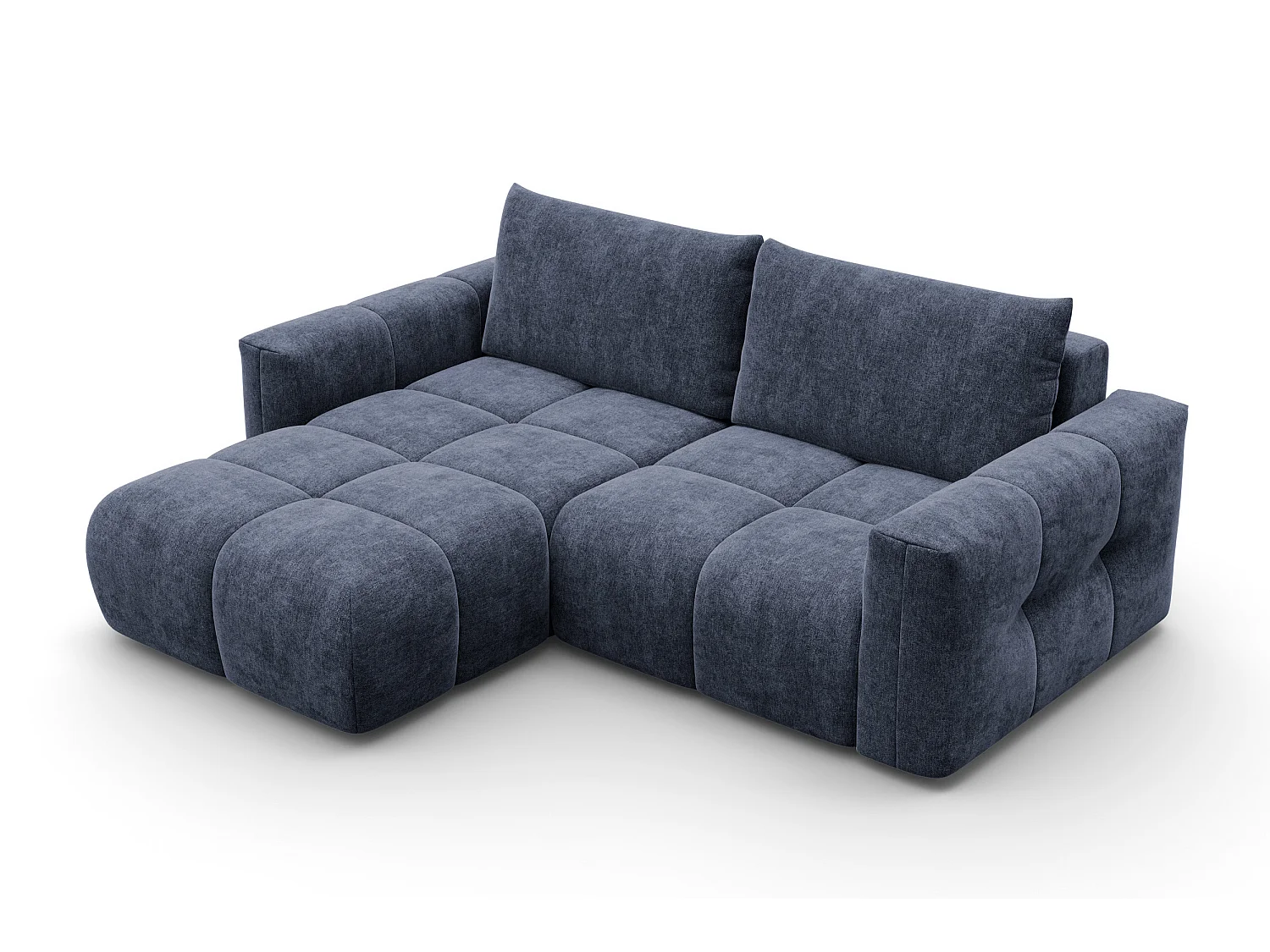 CANAPÉ D'ANGLE VERONA 3 places gauche, tissu bleu marine