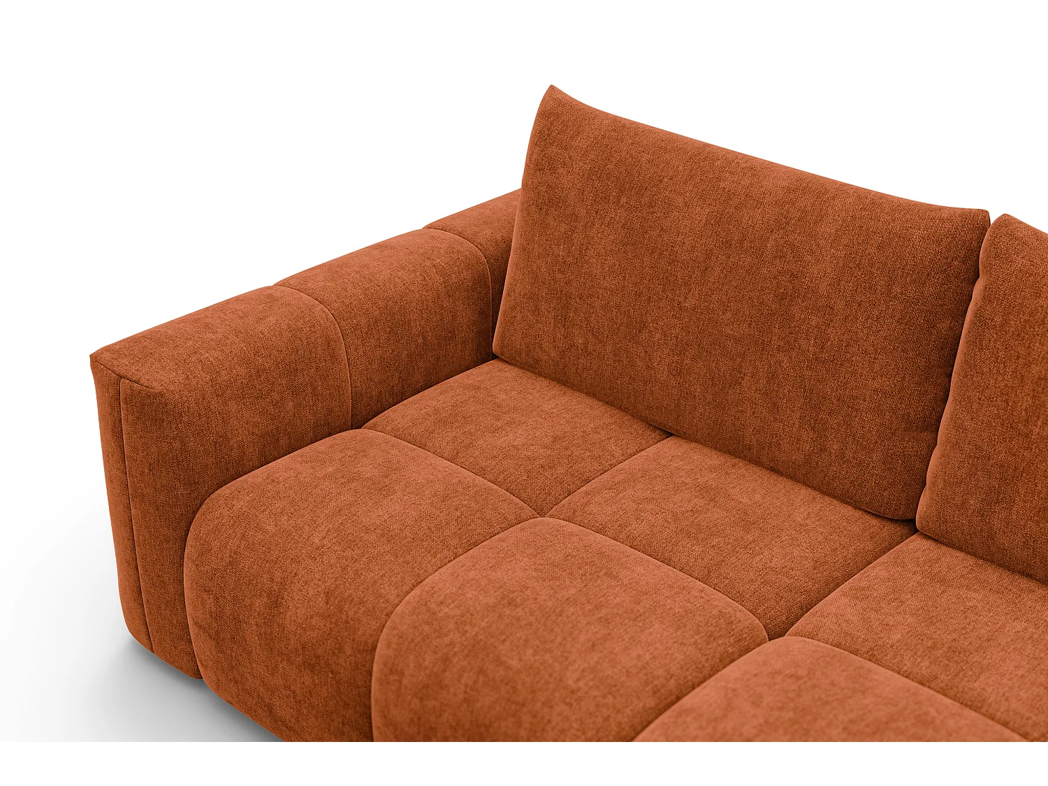 CANAPÉ D'ANGLE VERONA 3 places droit, tissu orange