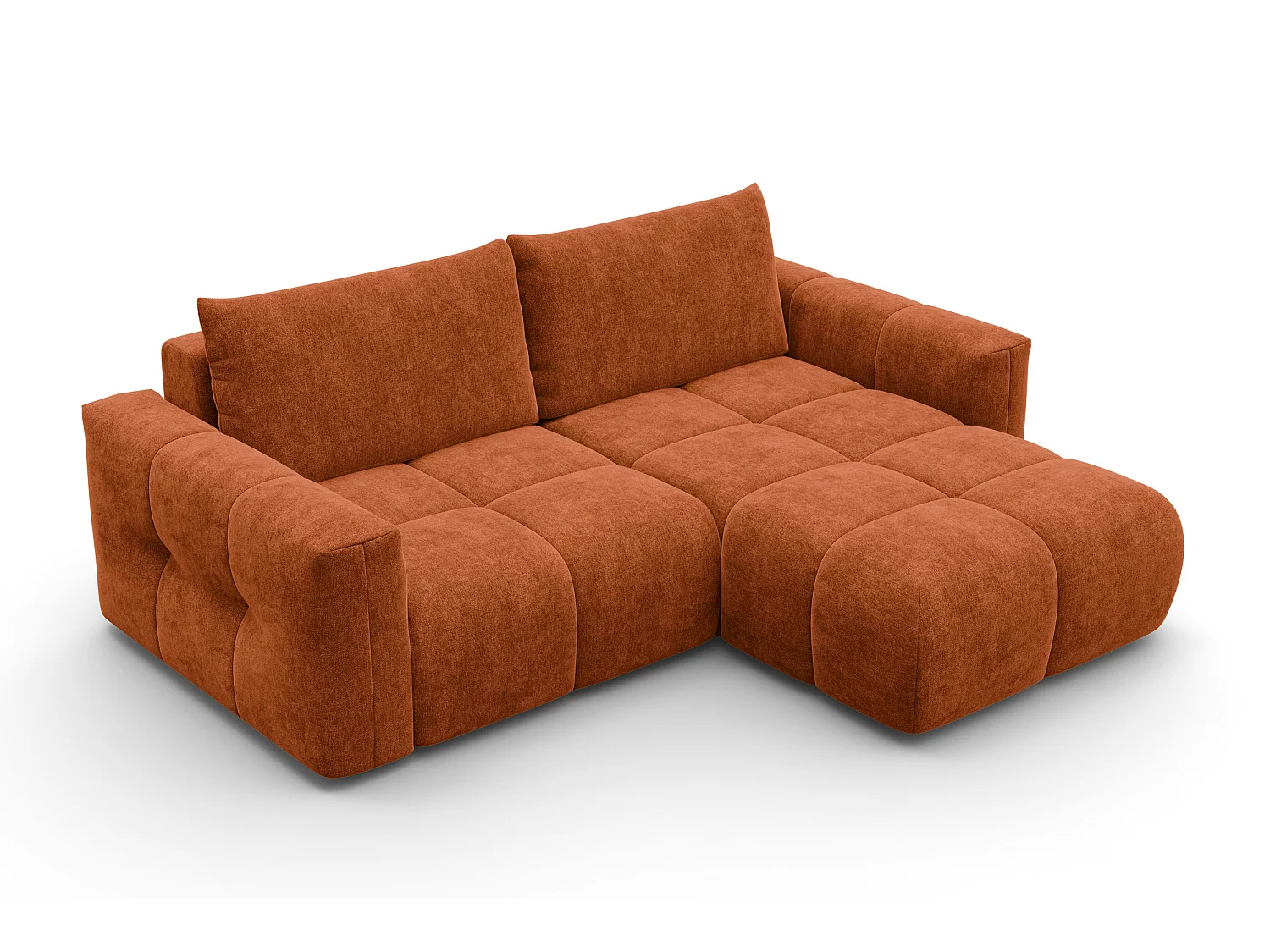 CANAPÉ D'ANGLE VERONA 3 places droit, tissu orange