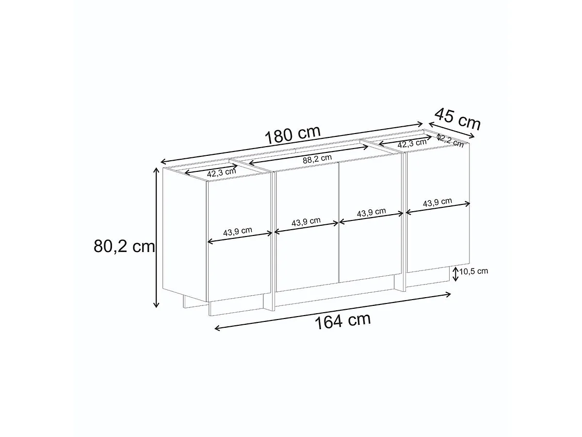 Buffet bas 4 portes L180 cm - ARVEN