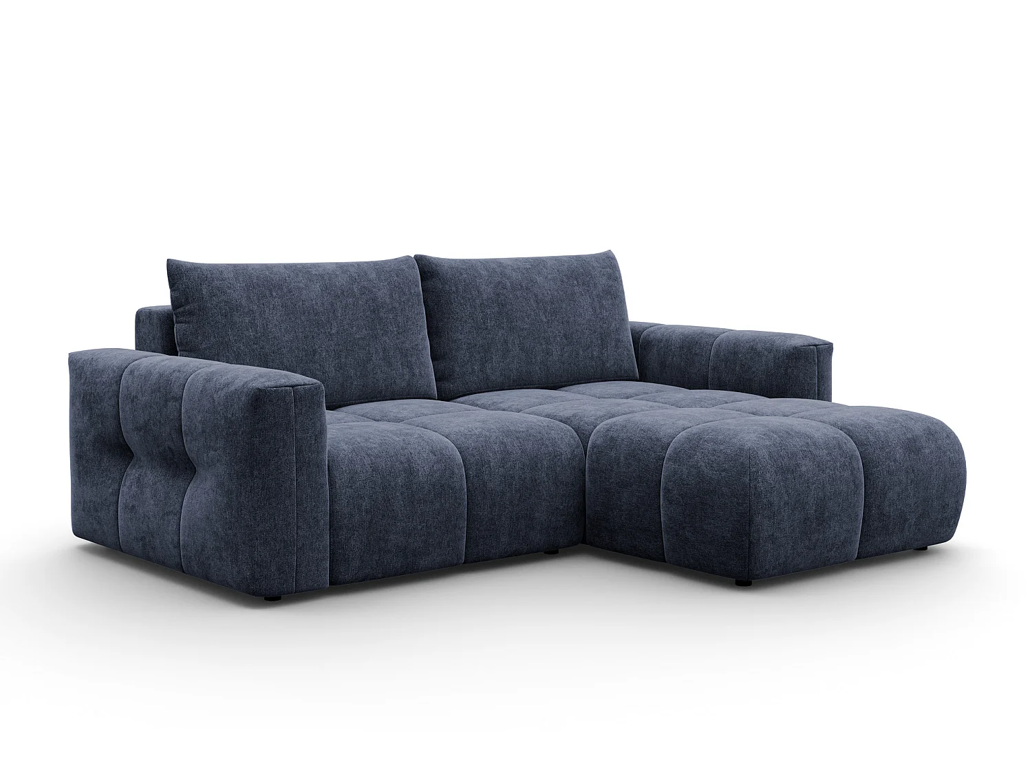 CANAPÉ D'ANGLE VERONA 3 places droit, tissu bleu marine
