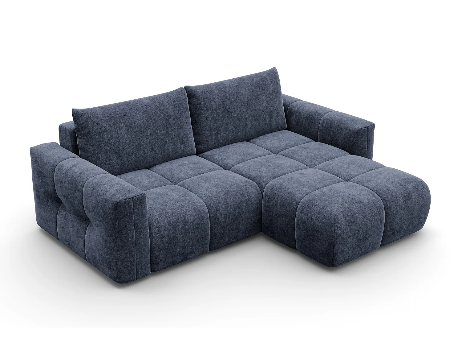 CANAPÉ D'ANGLE VERONA 3 places droit, tissu bleu marine
