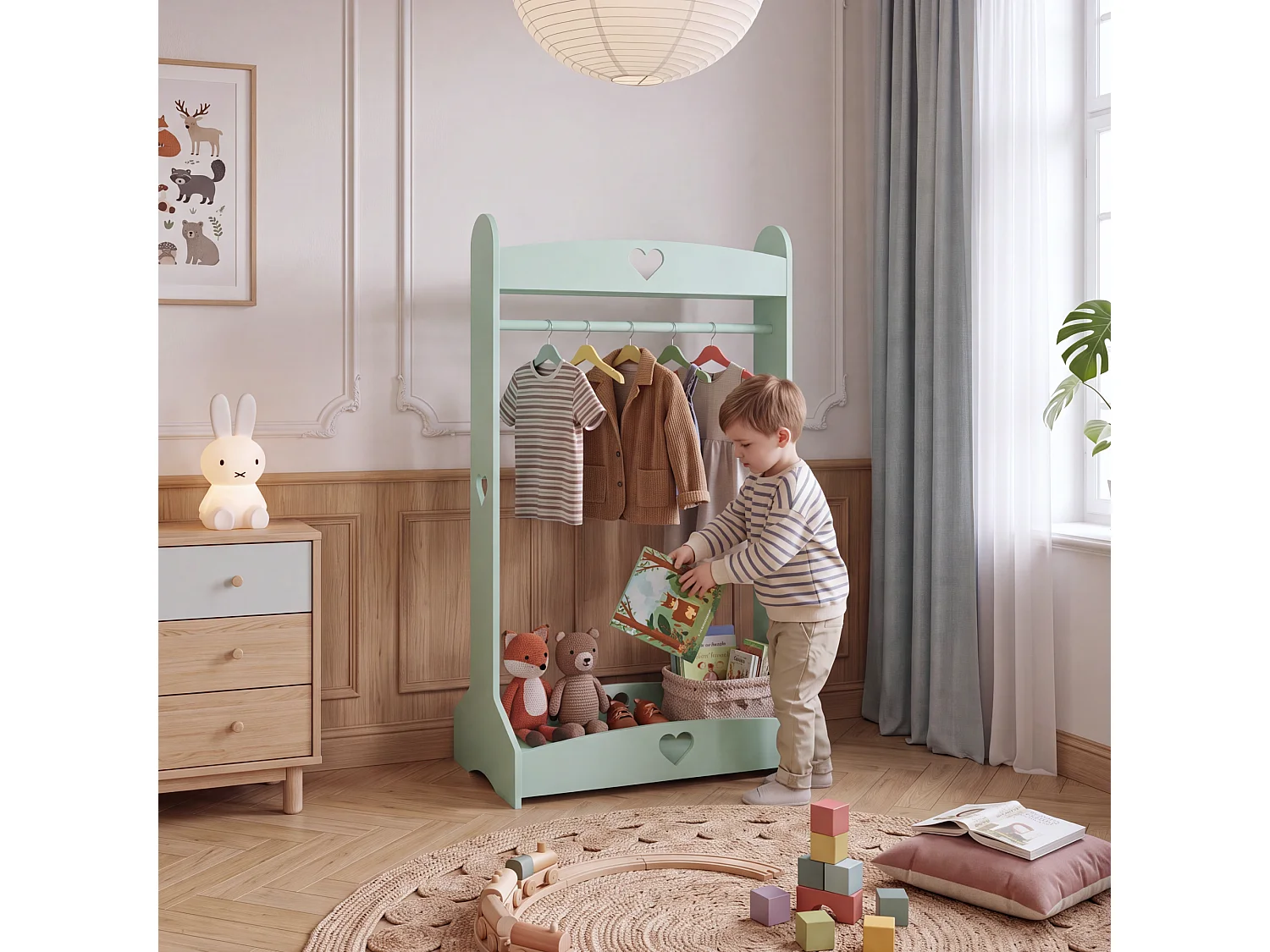 Porte-vêtements pour enfants Haandsvanssad 126 x 73 x 43 cm vert menthe [en.casa]