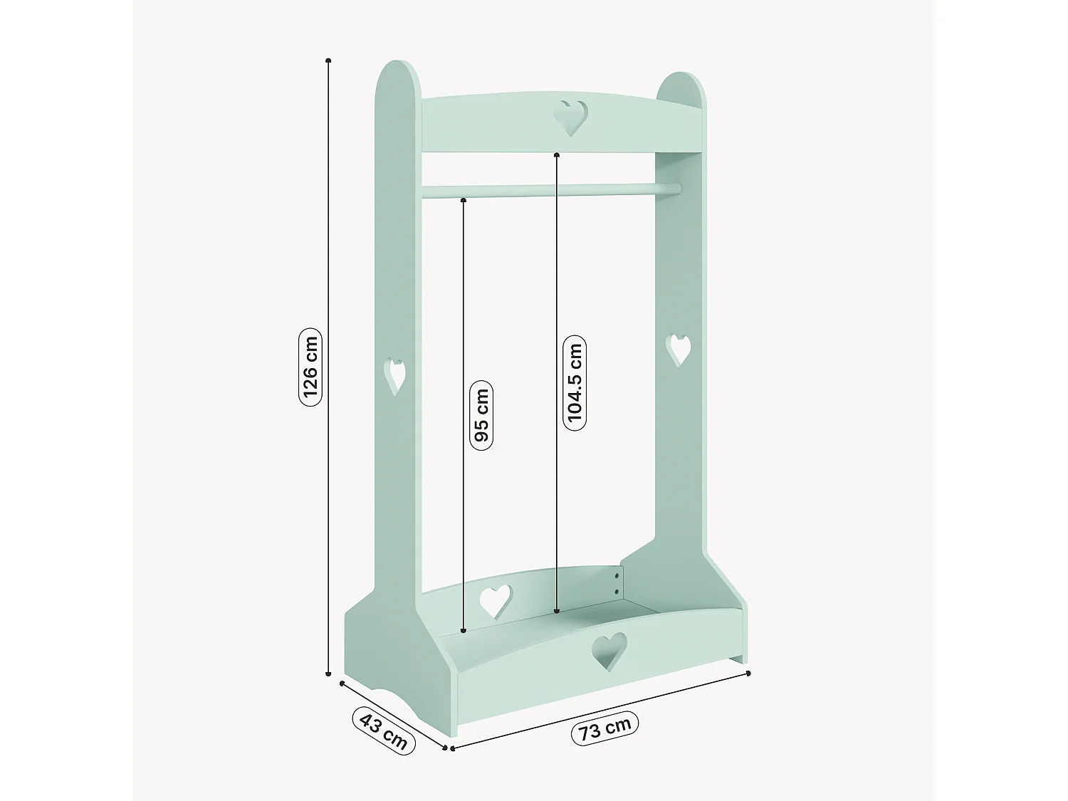 Porte-vêtements pour enfants Haandsvanssad 126 x 73 x 43 cm vert menthe [en.casa]