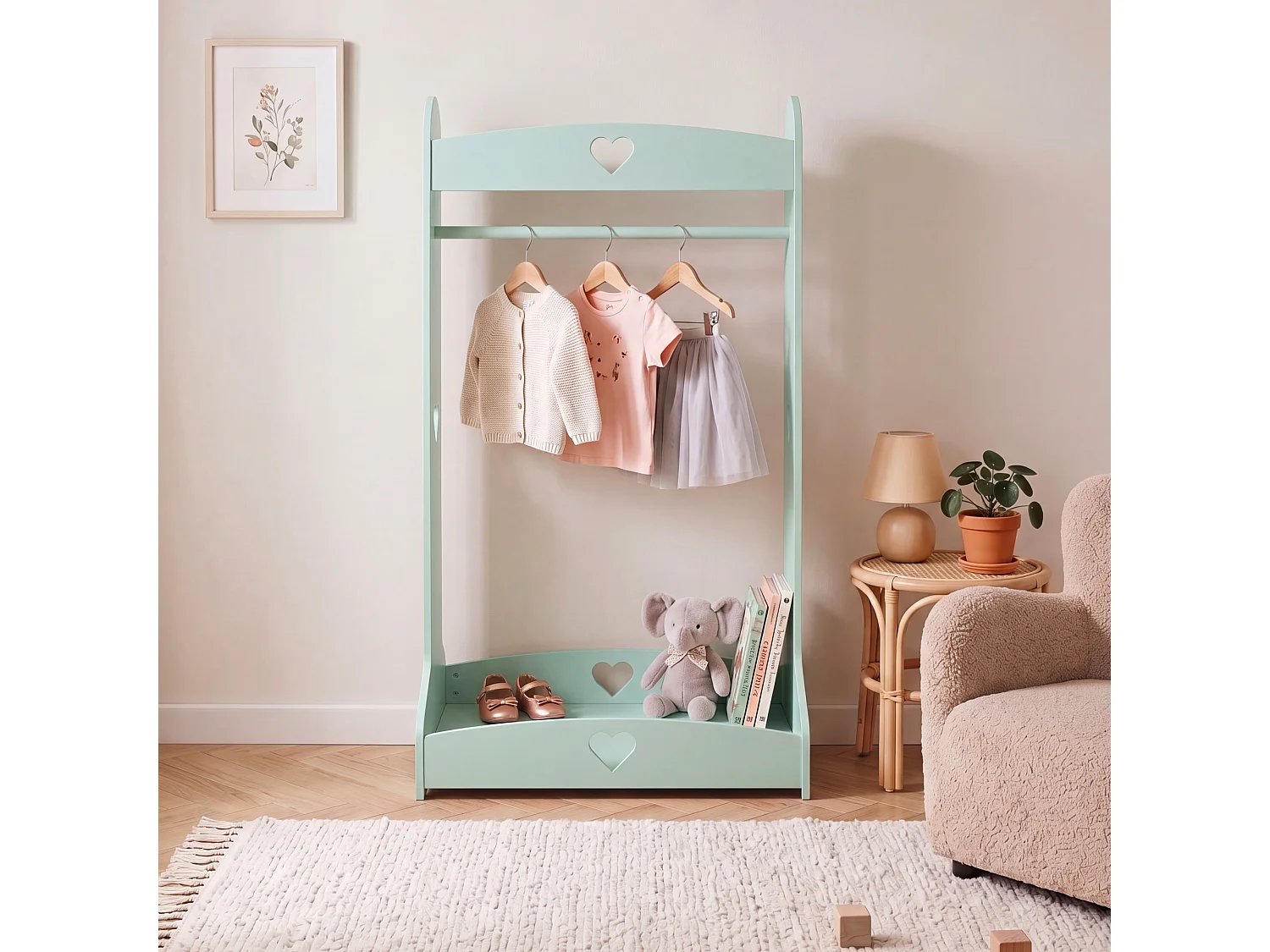Porte-vêtements pour enfants Haandsvanssad 126 x 73 x 43 cm vert menthe [en.casa]