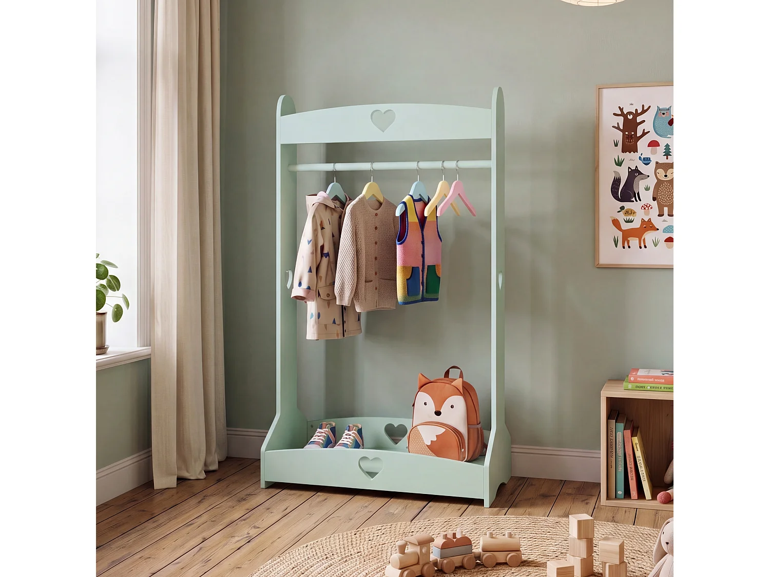 Porte-vêtements pour enfants Haandsvanssad 126 x 73 x 43 cm vert menthe [en.casa]
