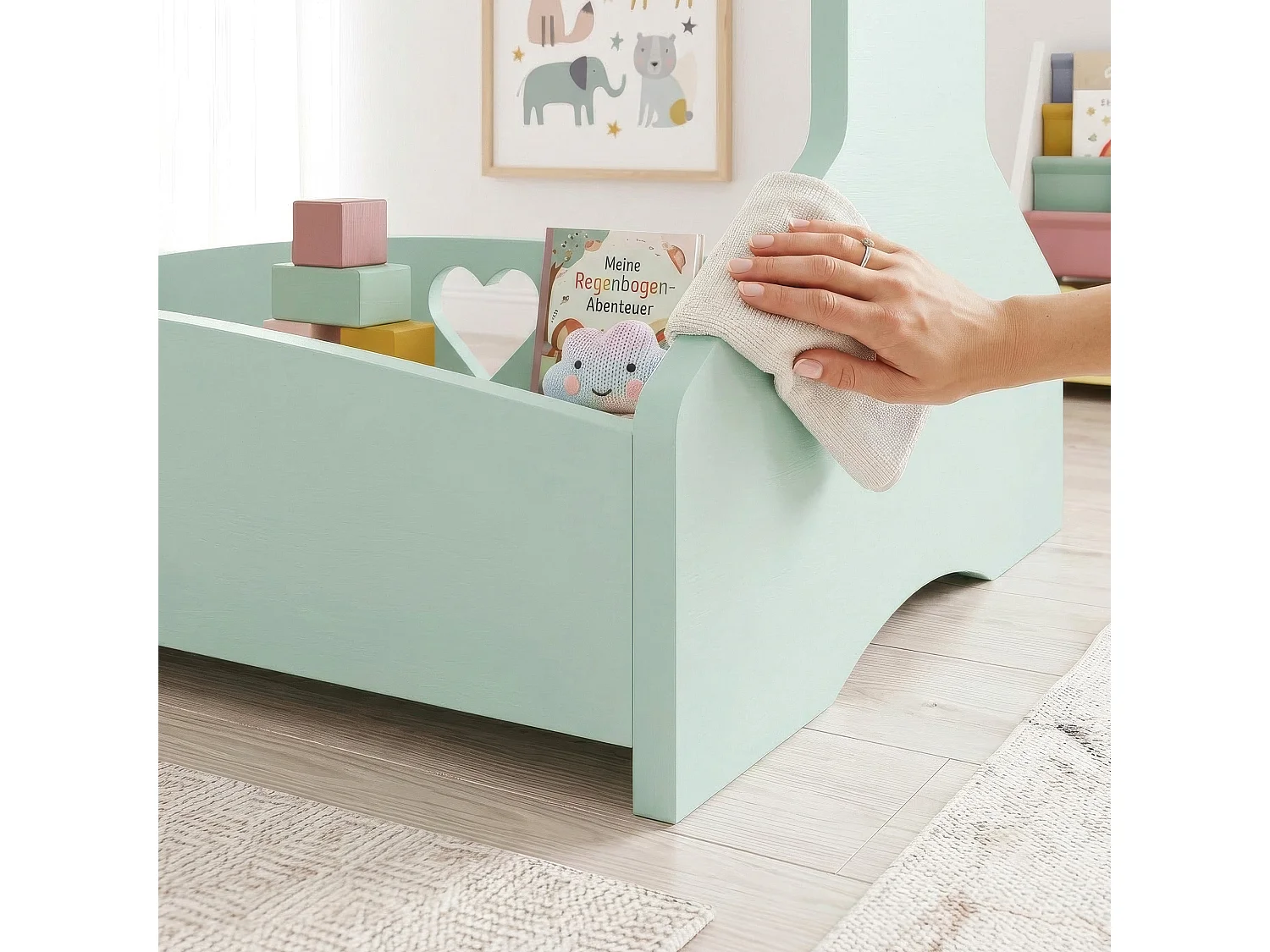 Porte-vêtements pour enfants Haandsvanssad 126 x 73 x 43 cm vert menthe [en.casa]