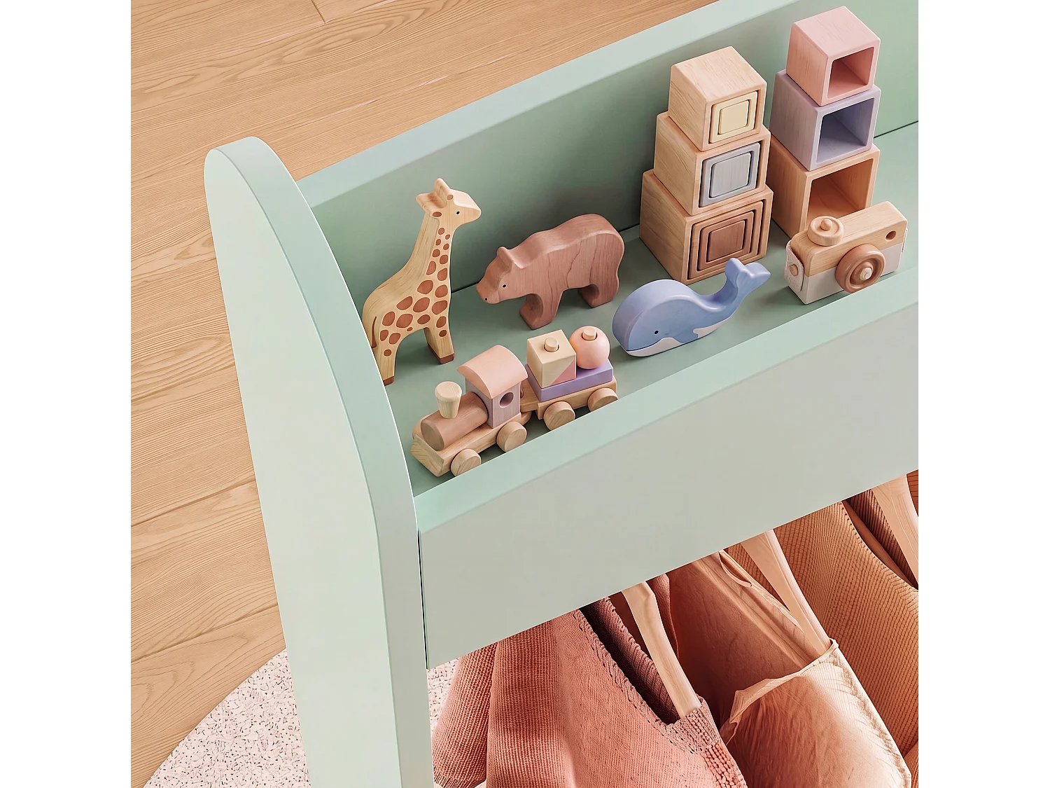Porte-vêtements pour enfants Haandsvanssad 126 x 73 x 43 cm vert menthe [en.casa]
