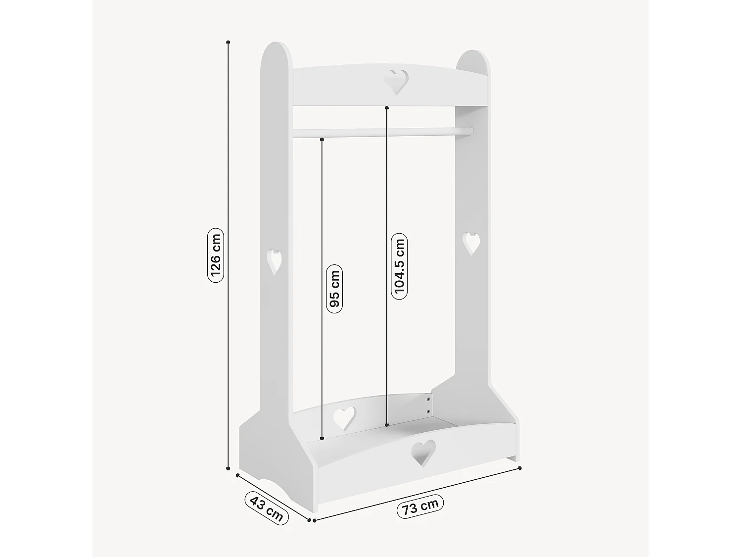 Porte-vêtements pour enfants Haandsvanssad 126 x 73 x 43 cm blanc [en.casa]