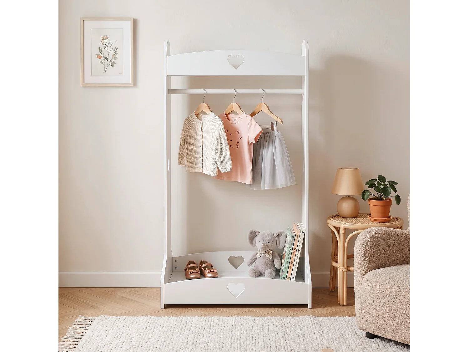 Porte-vêtements pour enfants Haandsvanssad 126 x 73 x 43 cm blanc [en.casa]