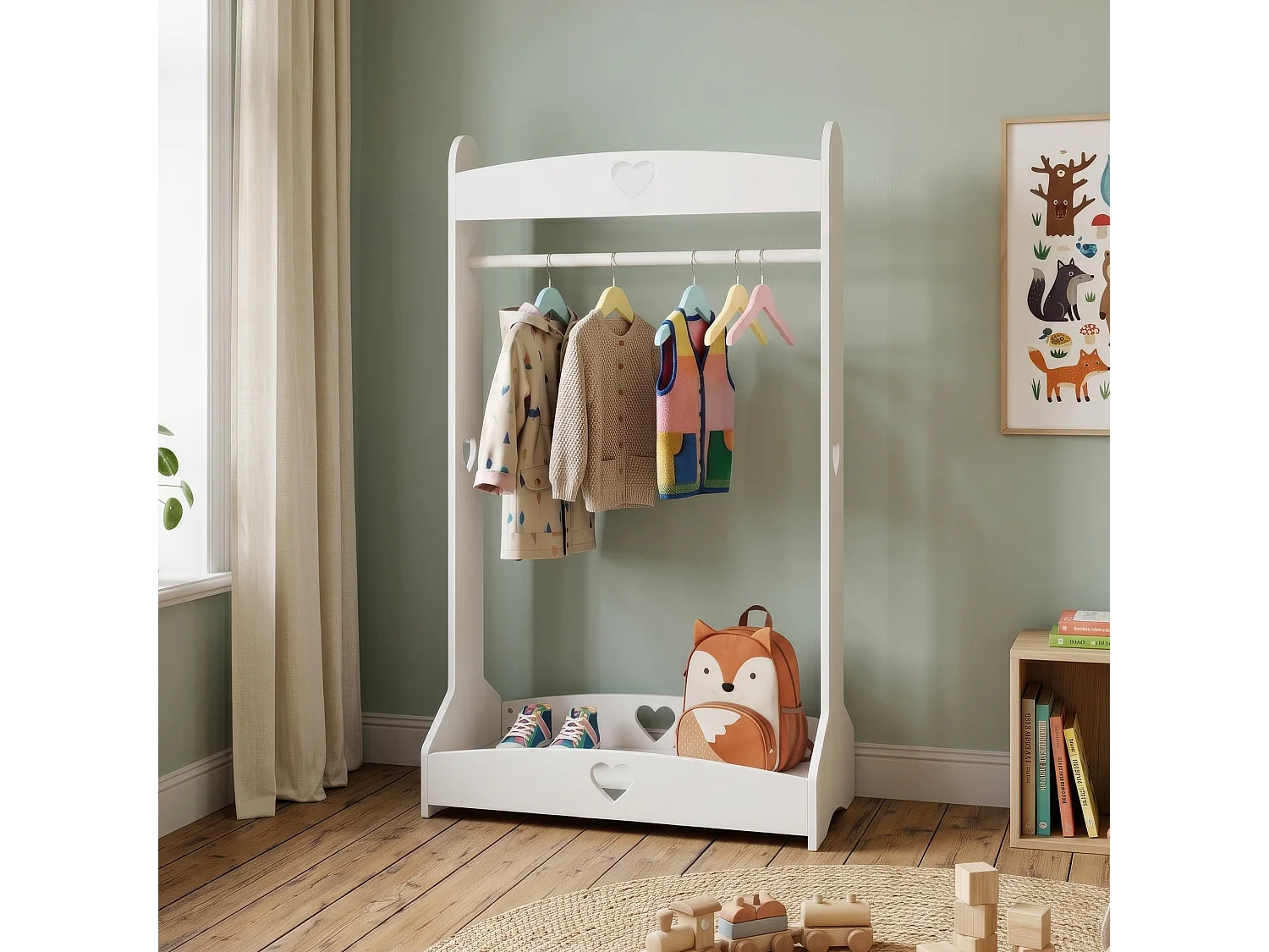 Porte-vêtements pour enfants Haandsvanssad 126 x 73 x 43 cm blanc [en.casa]