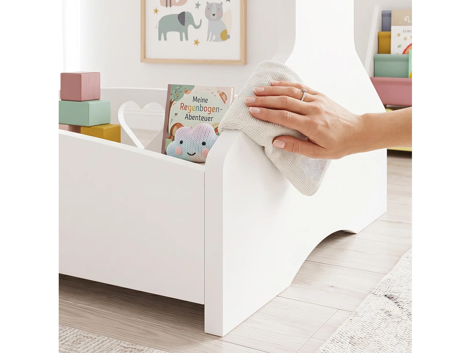 Porte-vêtements pour enfants Haandsvanssad 126 x 73 x 43 cm blanc [en.casa]