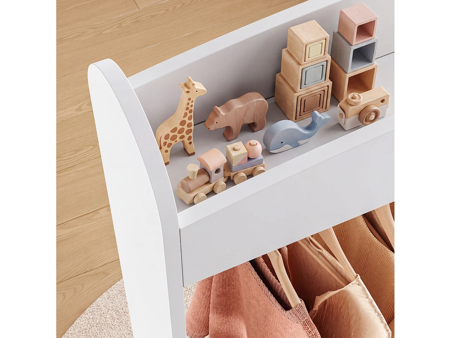 Porte-vêtements pour enfants Haandsvanssad 126 x 73 x 43 cm blanc [en.casa]
