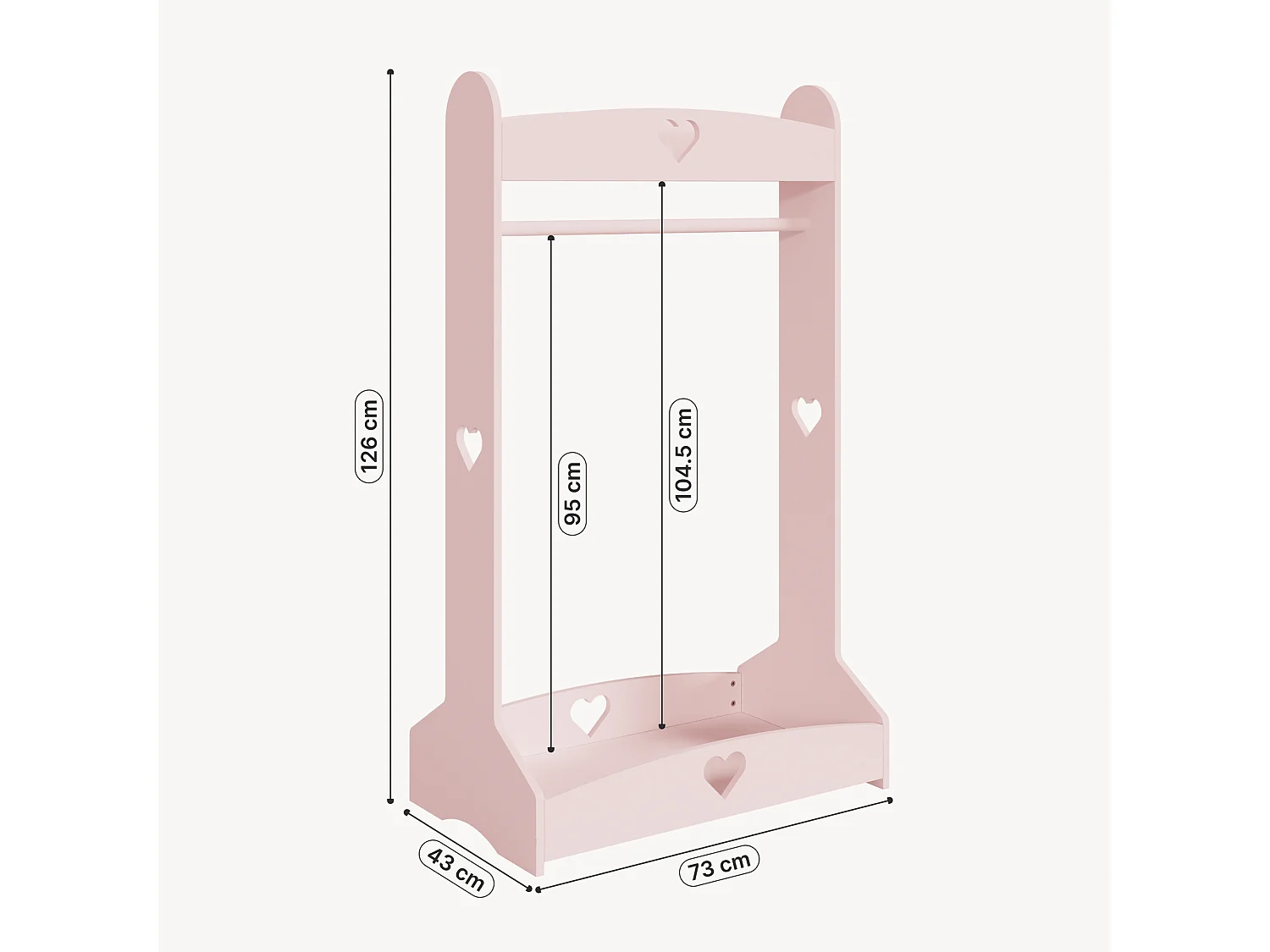 Porte-vêtements pour enfants Haandsvanssad 126 x 73 x 43 cm rose [en.casa]