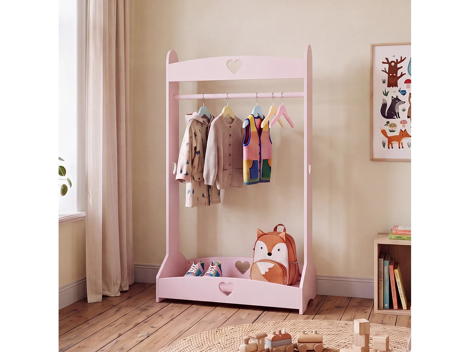 Porte-vêtements pour enfants Haandsvanssad 126 x 73 x 43 cm rose [en.casa]