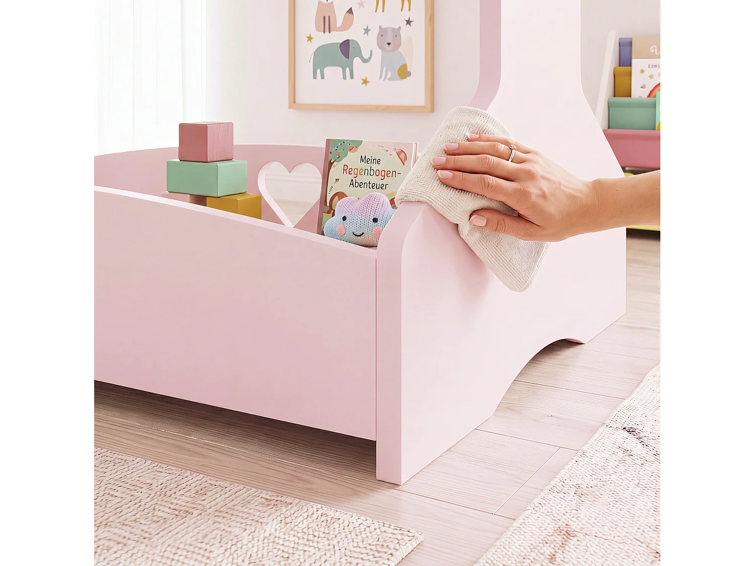Porte-vêtements pour enfants Haandsvanssad 126 x 73 x 43 cm rose [en.casa]