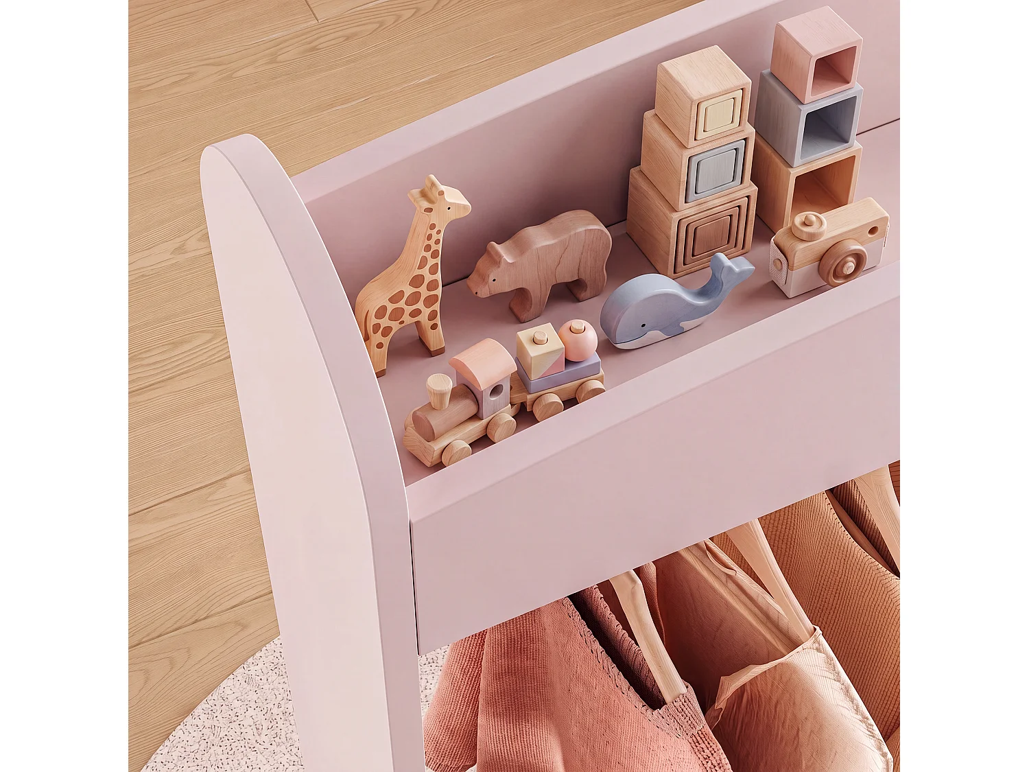 Porte-vêtements pour enfants Haandsvanssad 126 x 73 x 43 cm rose [en.casa]