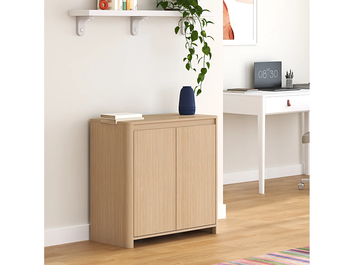 Commode Takranmaa II 79 x 79 x 39 cm effet chêne [en.casa]