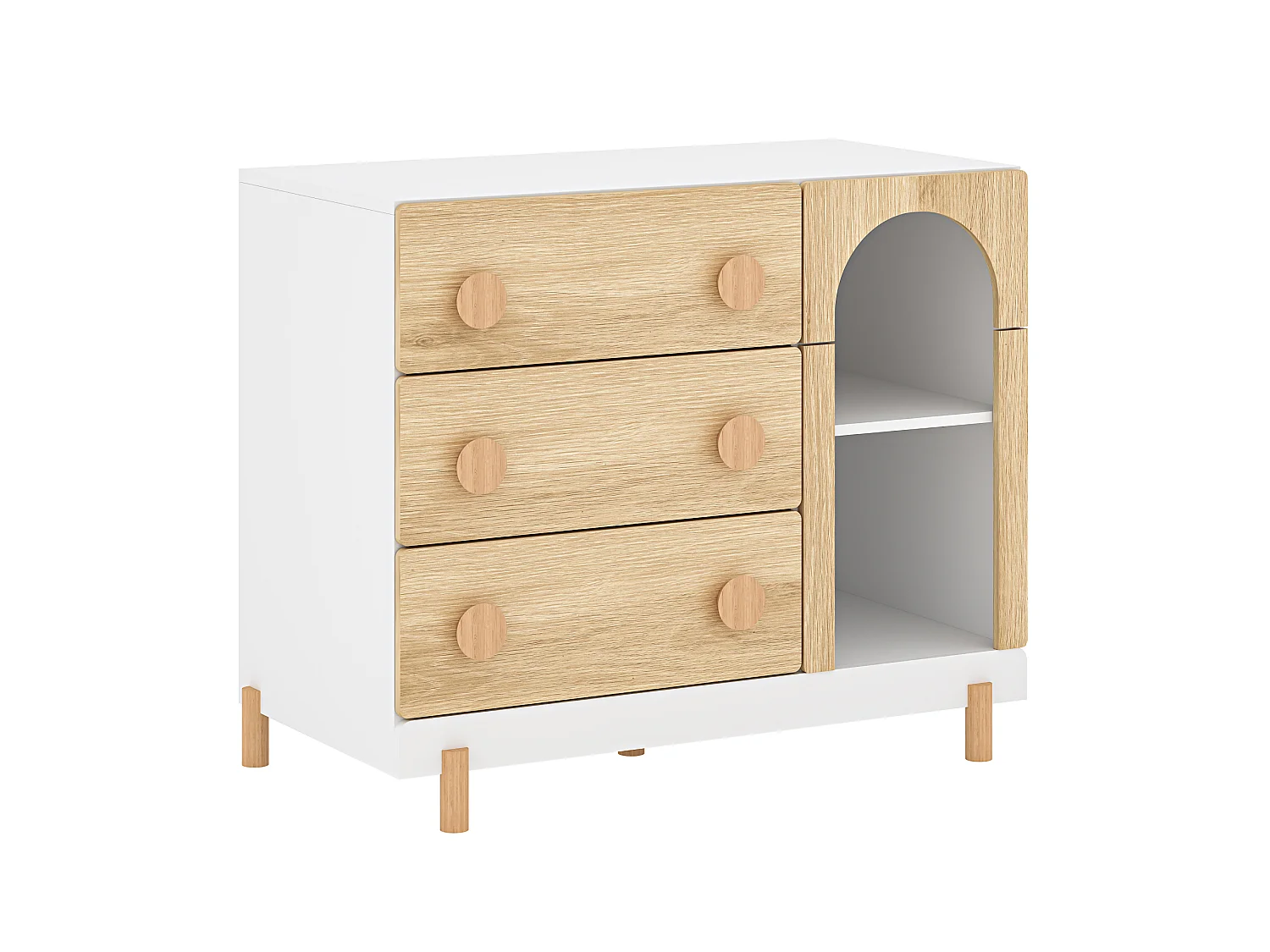 Commode enfant Vaarentaa 79 x 41 x 66 cm blanc effet chêne [en.casa]