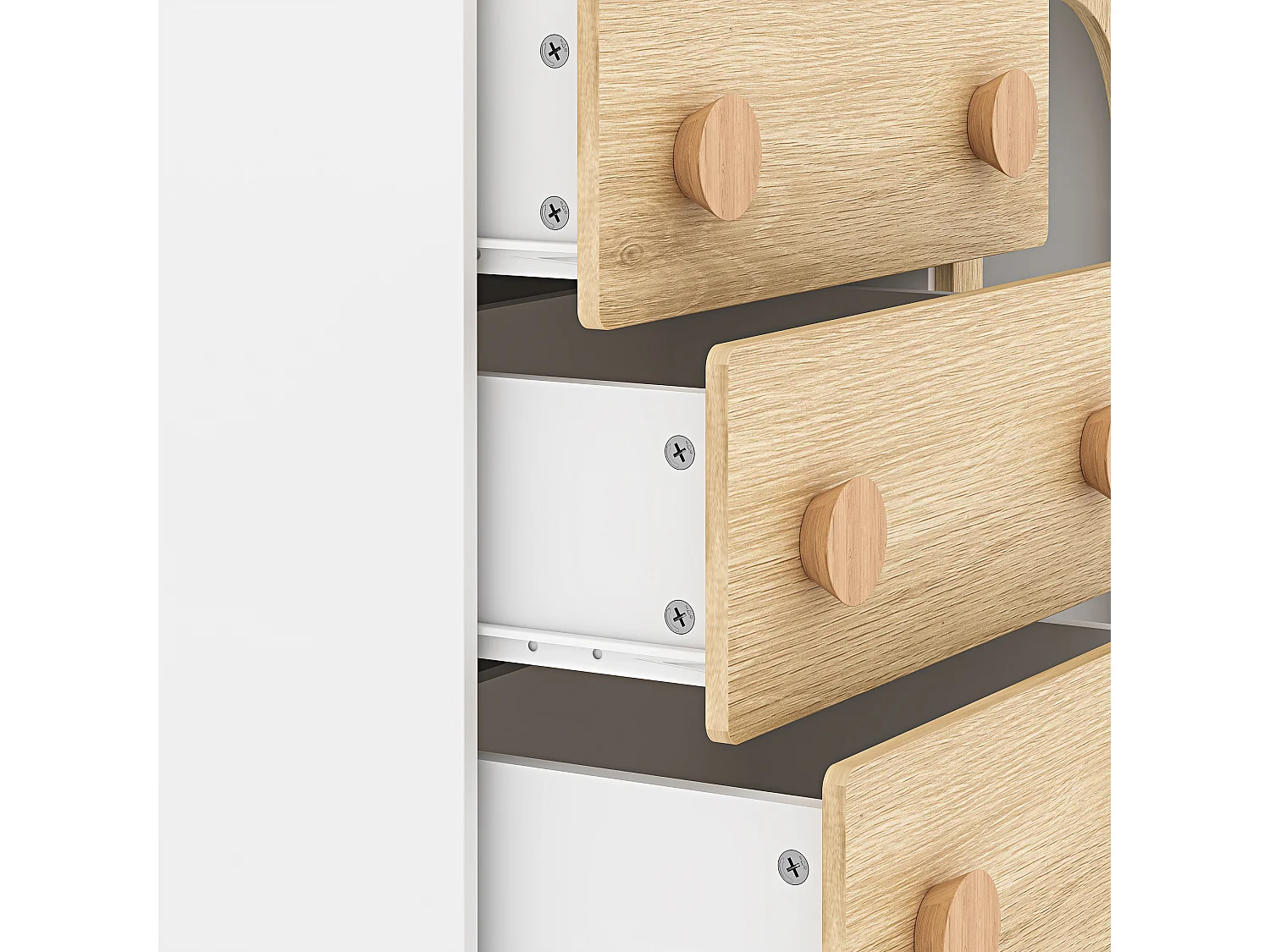 Commode enfant Vaarentaa 79 x 41 x 66 cm blanc effet chêne [en.casa]