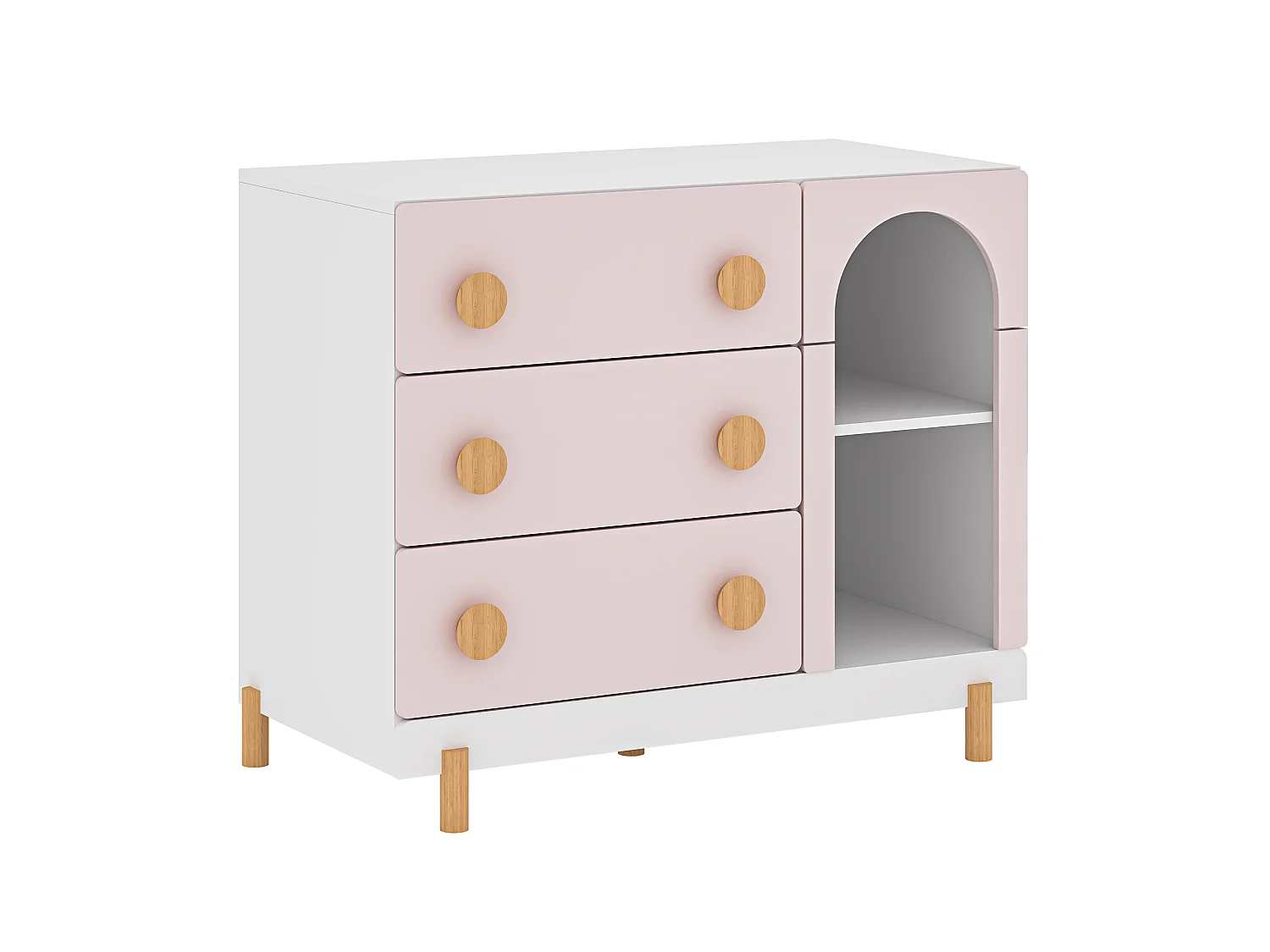 Commode enfant Vaarentaa 79 x 41 x 66 cm blanc rose [en.casa]